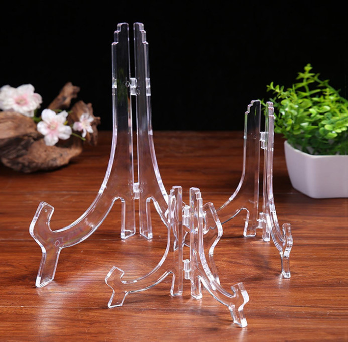 12 Pack Plastic Easel Stand Clear Display Stand Plate Stands for Display ( 7 in)