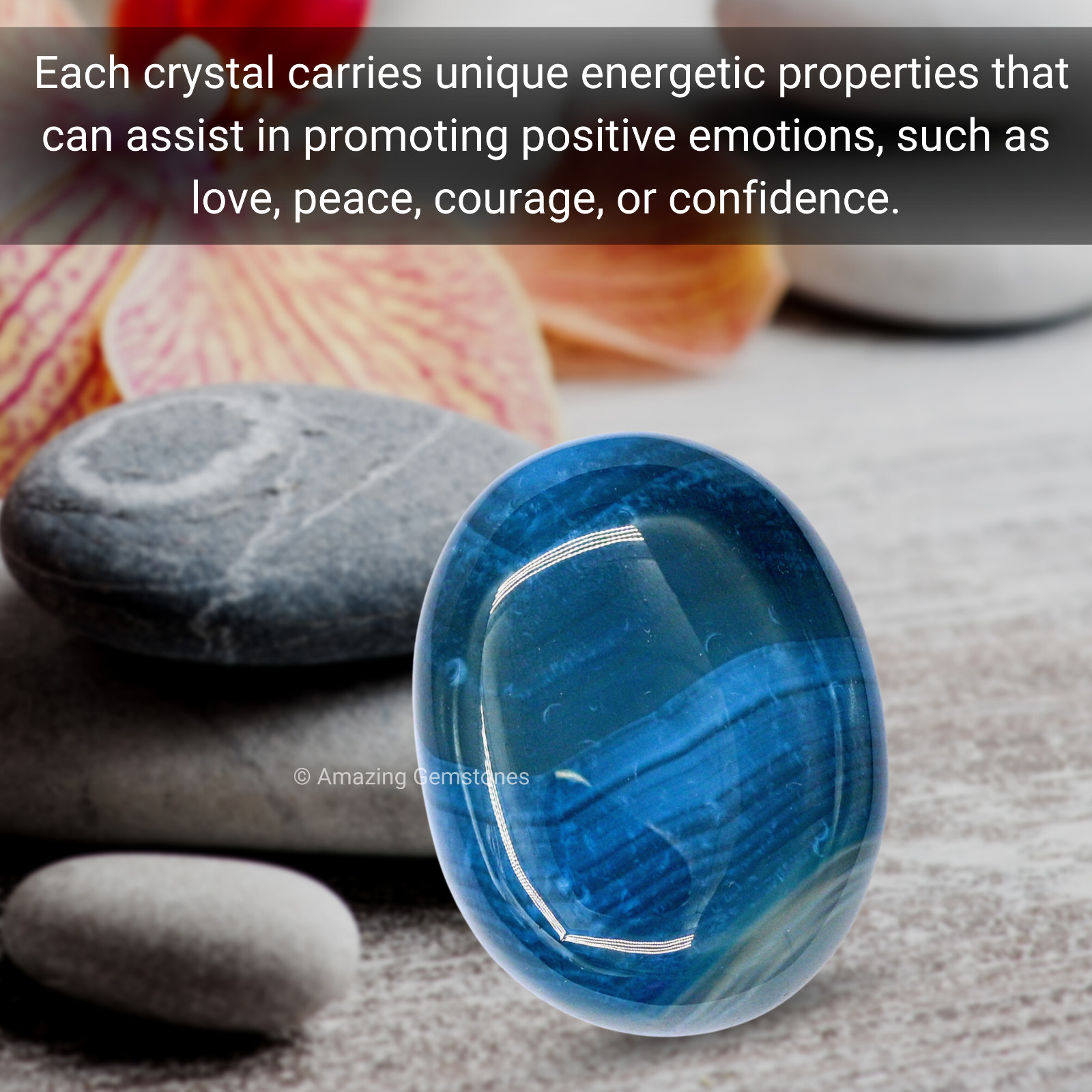 Blue Onyx Crystal Palm Stone