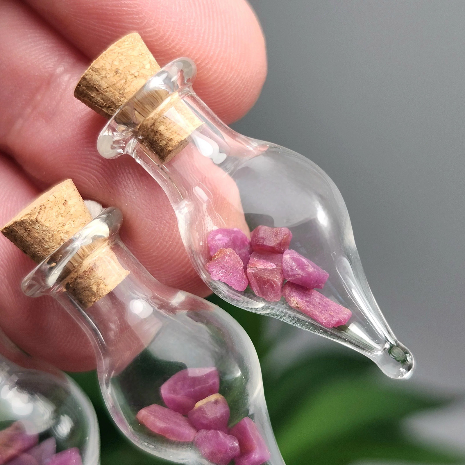 UV Reactive Ruby Chips in Glass Jar, Polished Ruby Crystals in Gem Jar