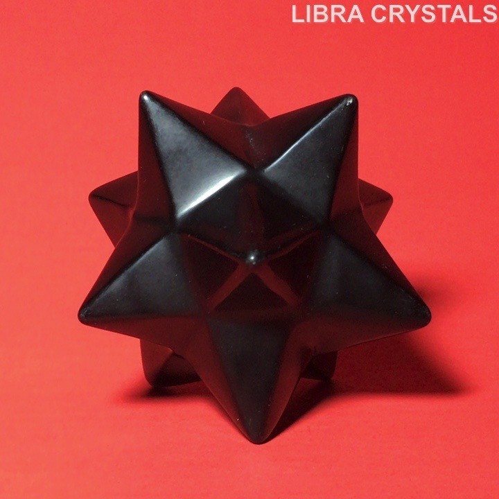 Black Obsidian Merkaba Star Crystal 2in 106g Sacred Geometry Polished Protection