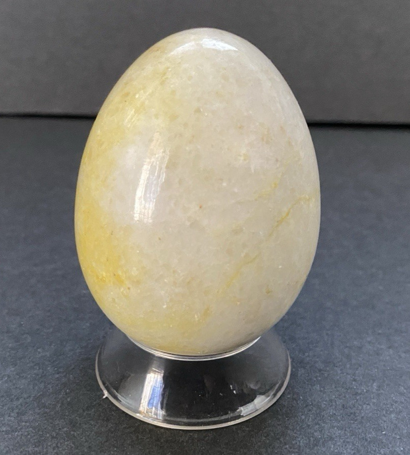 Natural Onyx Stone Egg With Stand Hand Polished Banded Agate Calcite Crystal