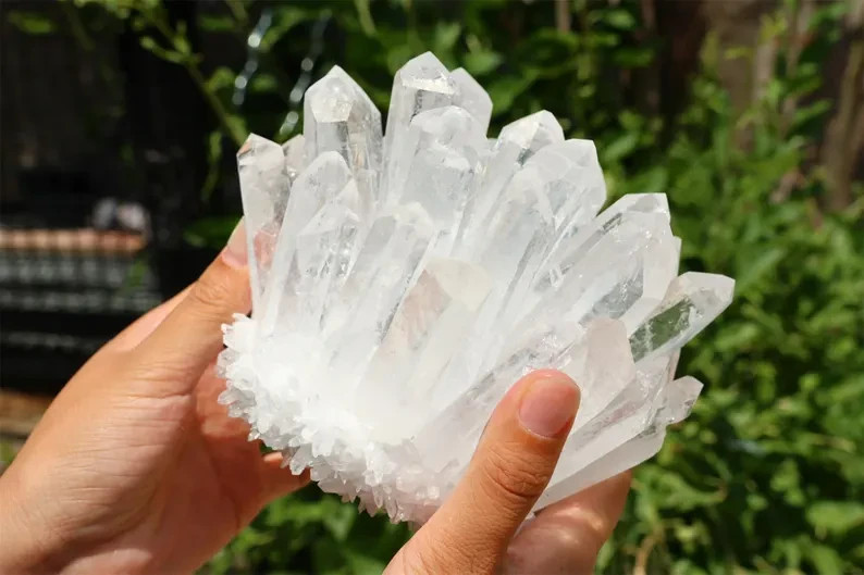 720G Genuine Clear Quartz Cluster Natural White Crystal Healing Home Art Decor