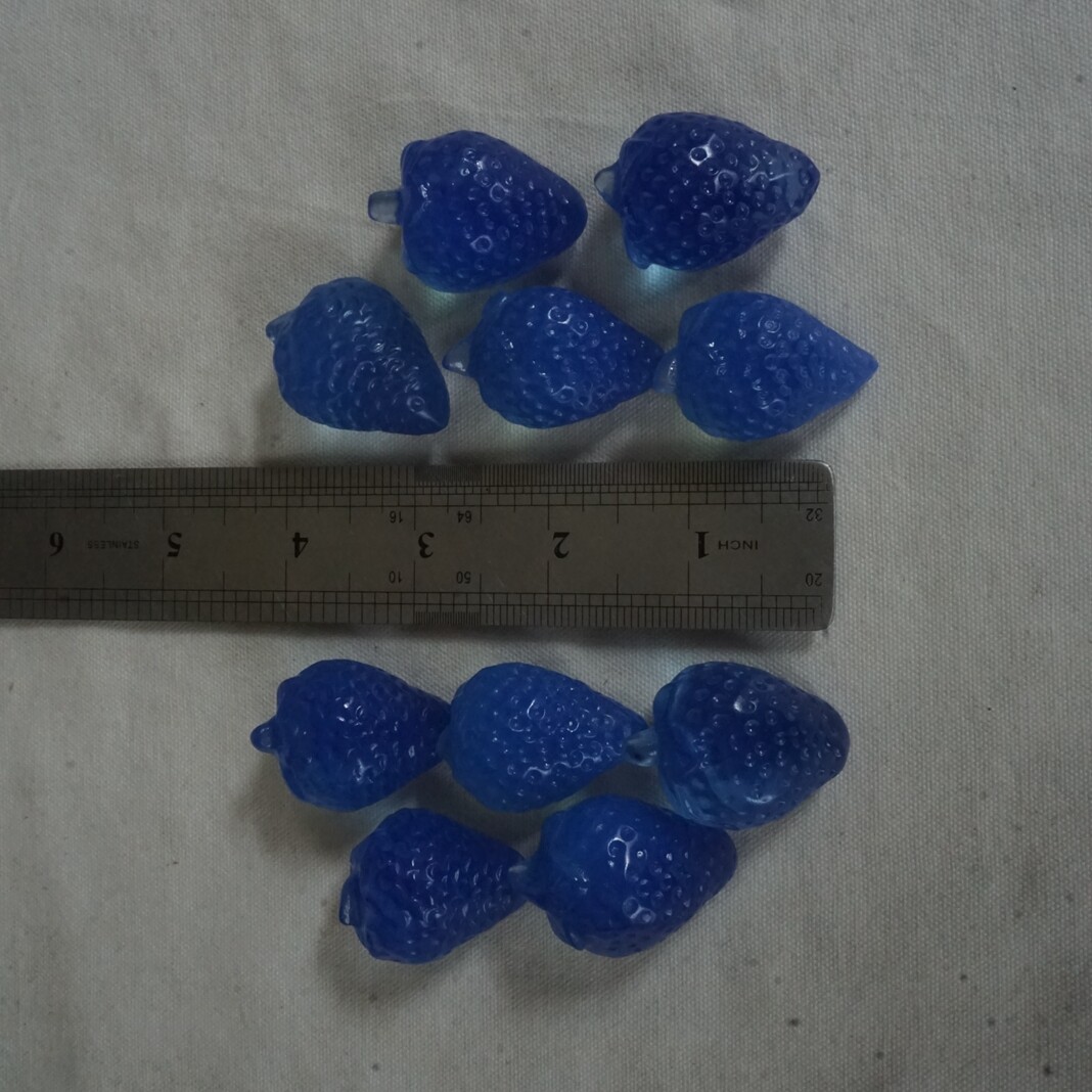 10Pcs Small Blue Opalite Quartz Crystal Strawberry Carving Palm Healing Bulk