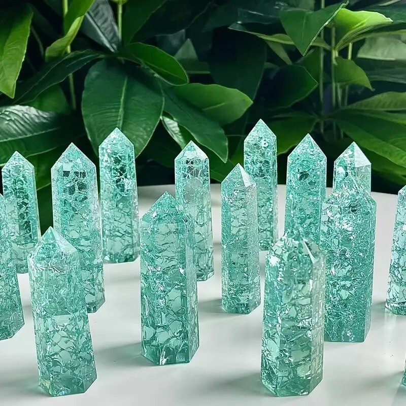 3.15″-3.54″ Natural Blue Crackle Quartz Crystal Tower – Healing Crystal Obelisk