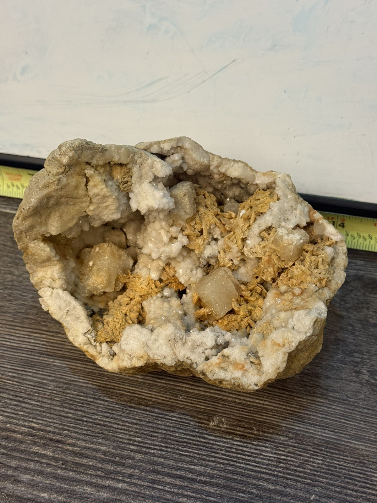 Opened Kentucky Geode With Quartz, Barrite And Calcite Cubes