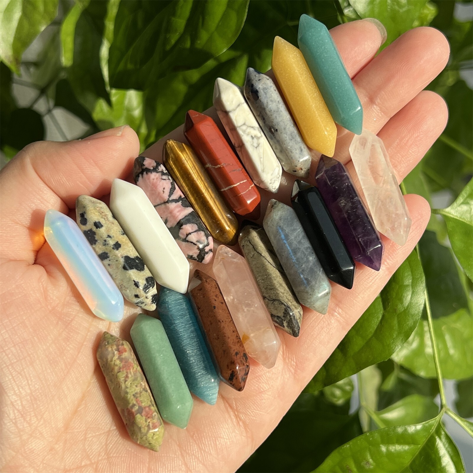 Top! Wholesale Natural Obelisk Mixed Quartz Crystal Wand Double Point gem 10pcs
