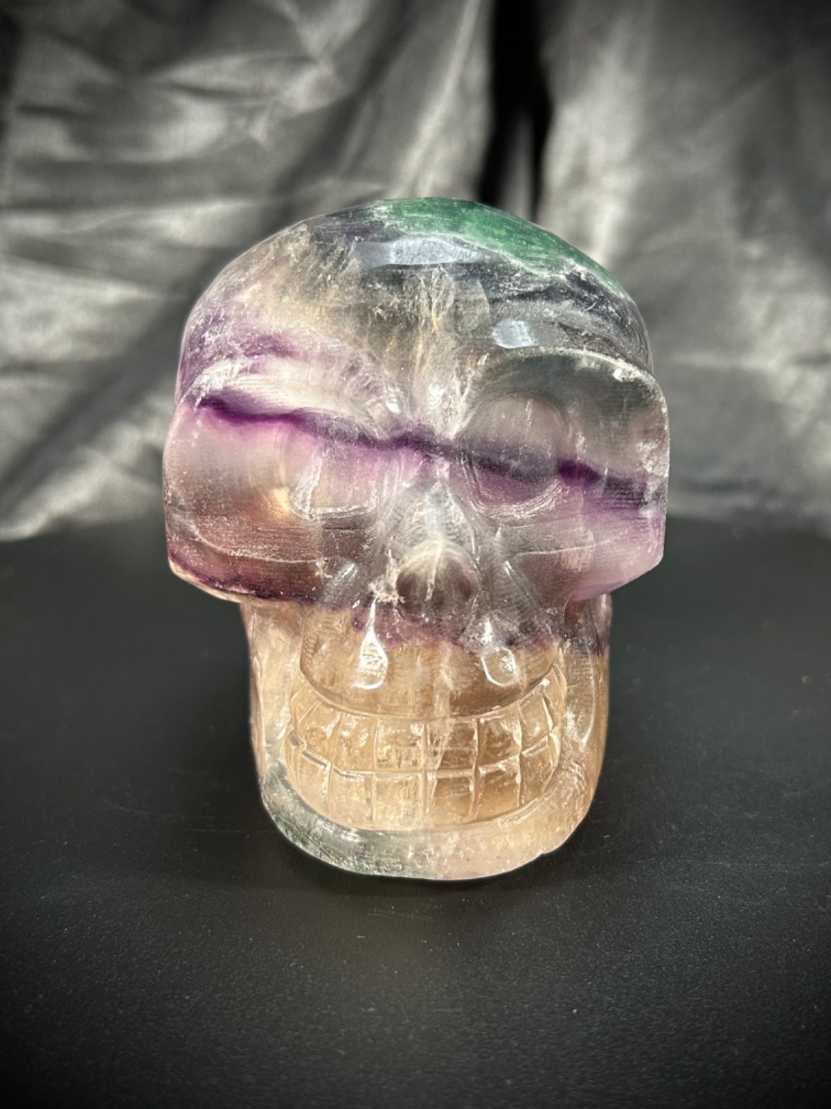 4″ Rainbow Fluorite Skull 2lb 6.7oz (1097 grams)