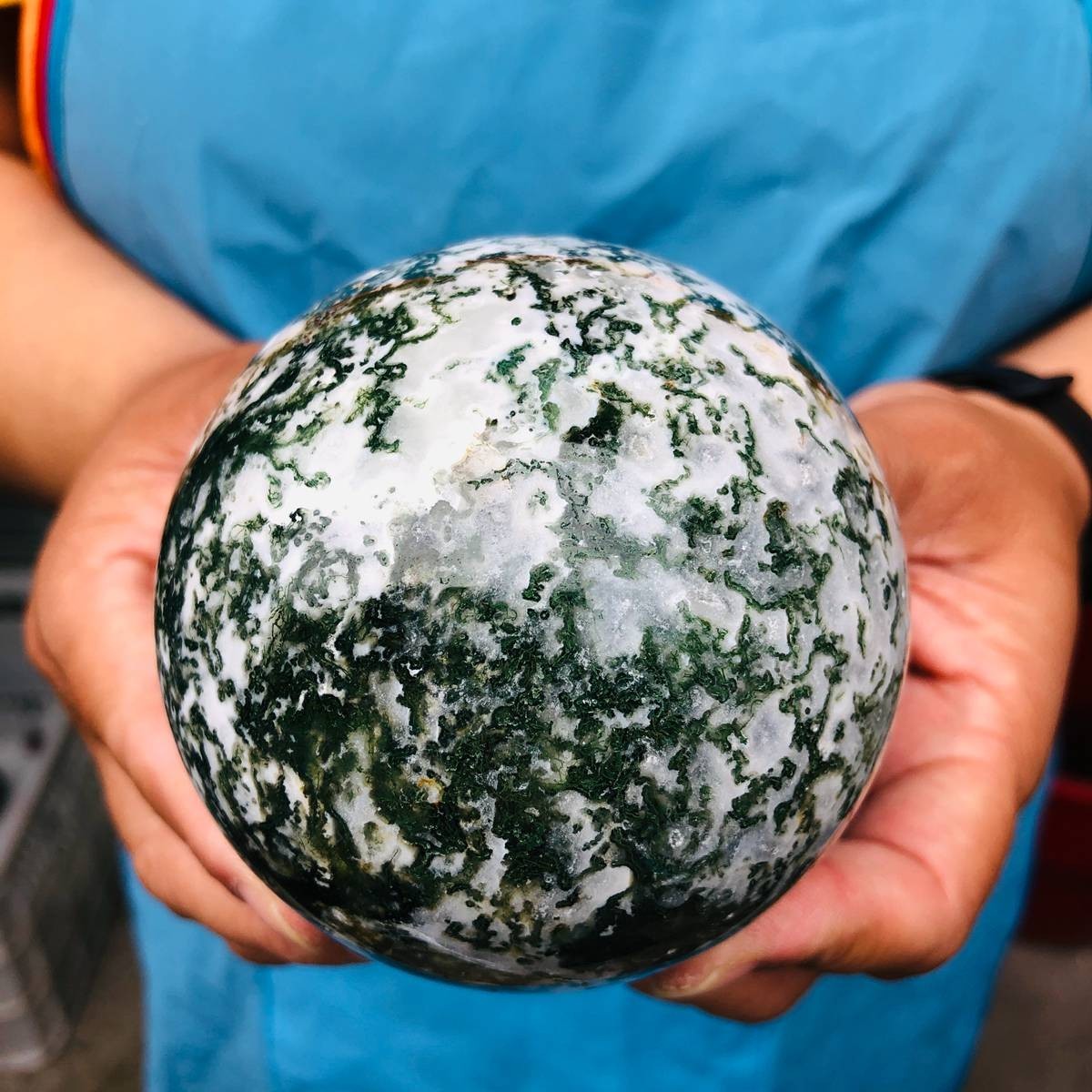 3pcs 4.9LB Natural Water Grass Agate Ball Quartz Crystal Ball Healing 2114