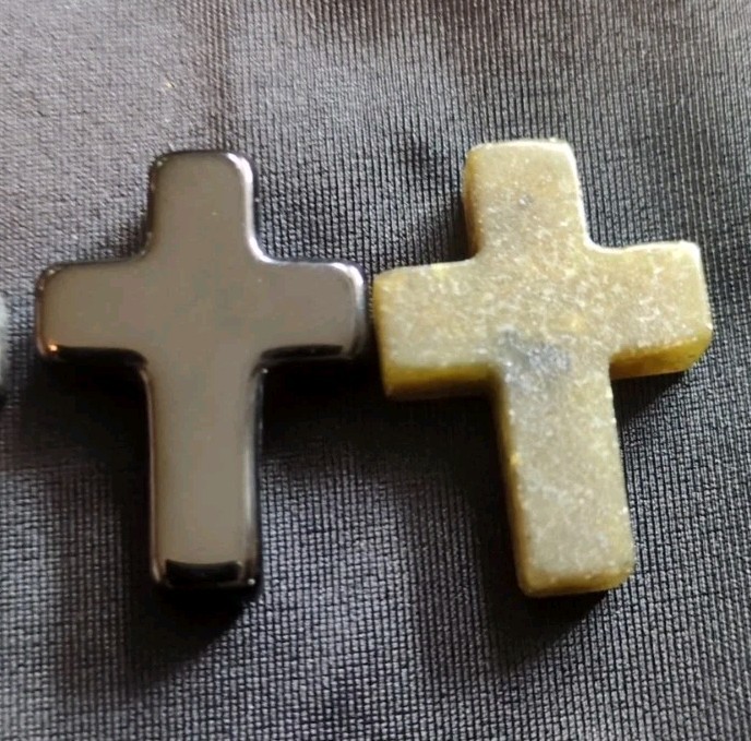 1″ Mini Crystal Crosses Natural Quartz Cross Shaped Worry Stones Charms – #2