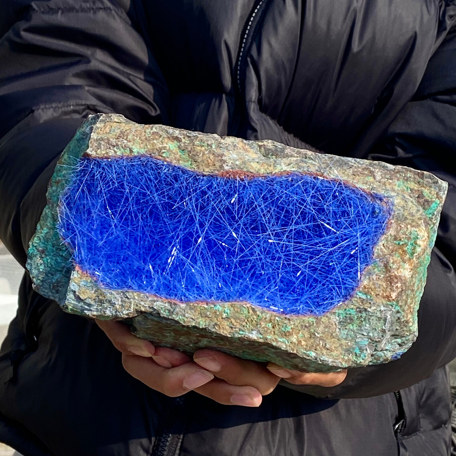 8.18LB Natural Blue Needle Iron Ore Mineral , Original Ore Quartz Crystal