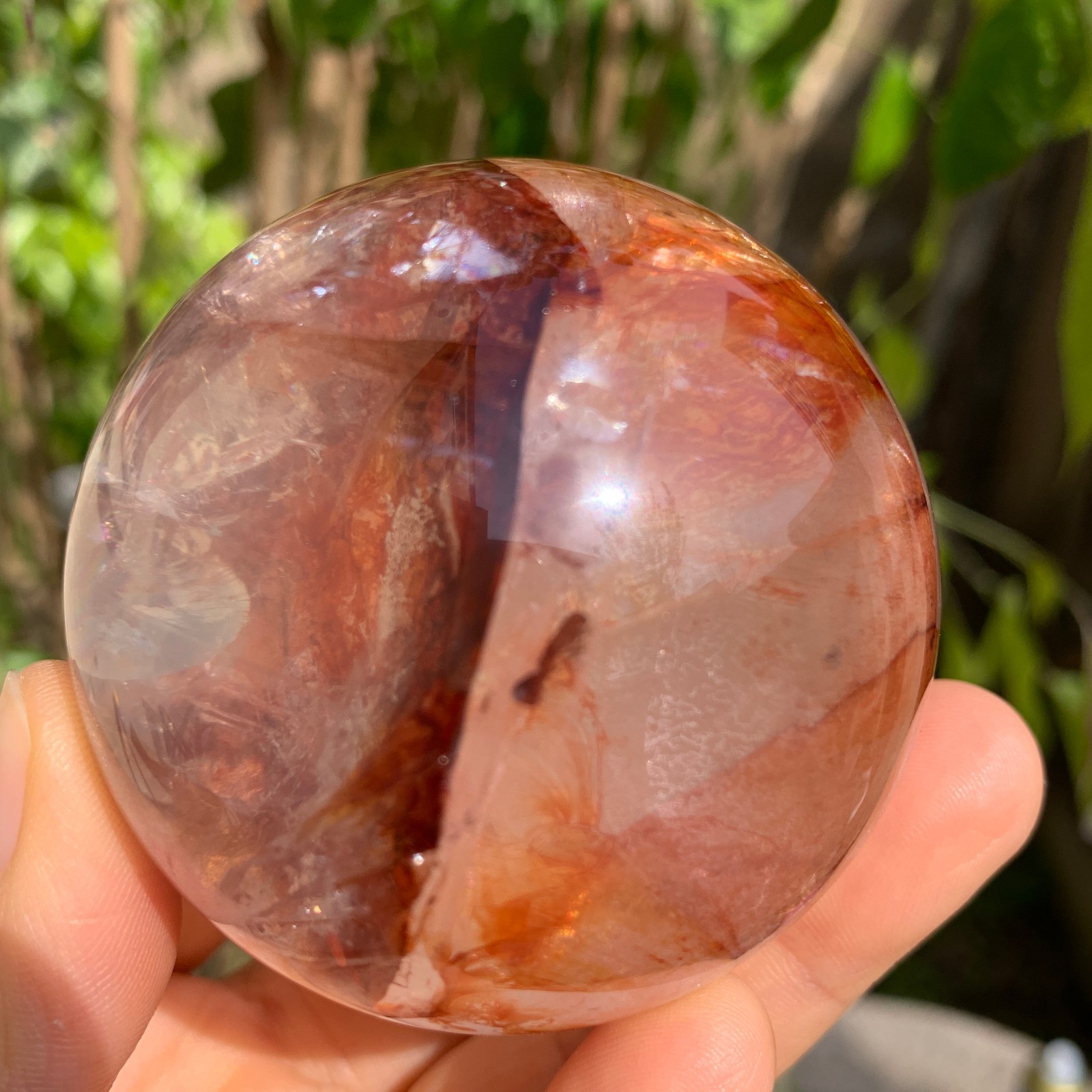 344G Natural Red Gum Flower Ball Crystal Sphere Specimen Energy Healing Reiki
