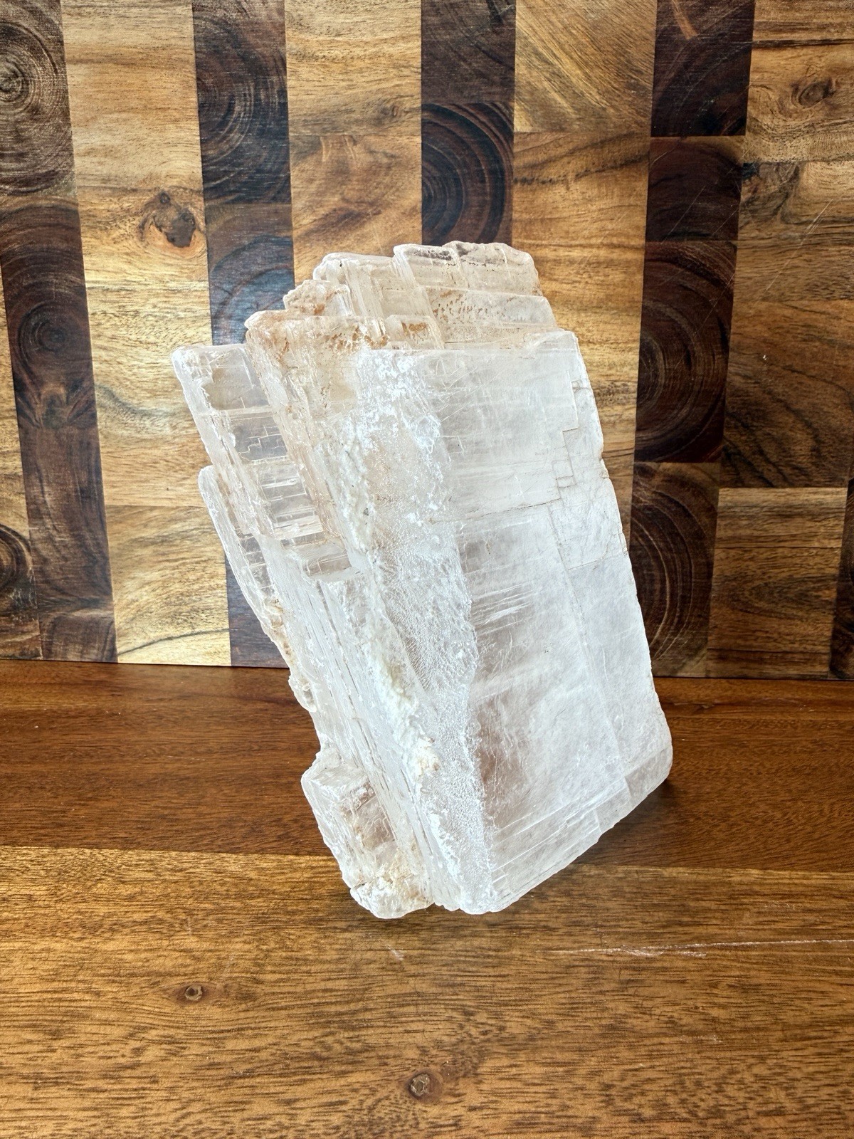 Large Clear/White Selenite Gypsum Crystal Slab Specimen 2 lb 13.5 oz 7 in