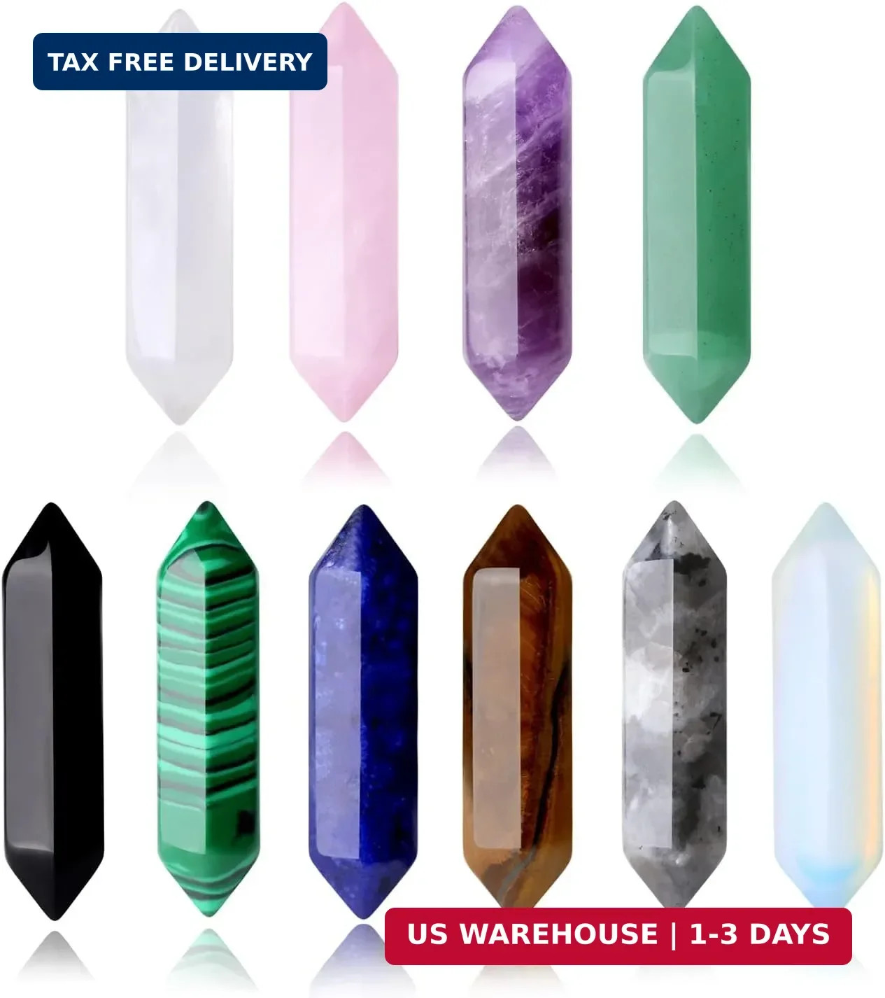 10PCS Healing Crystals Stones Sets Natural Amethyst Rose Quartz Clear Quartz Tig