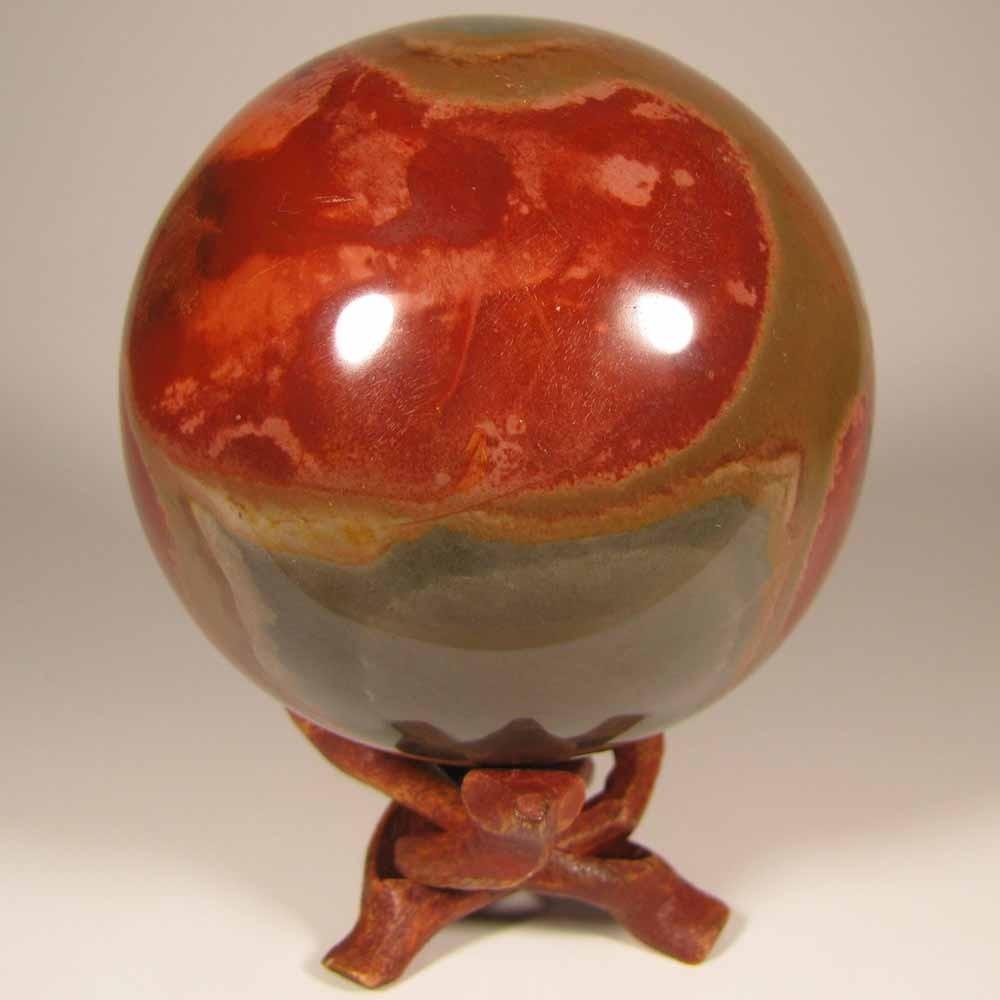 3″ POLYCHROME JASPER Gemstone Sphere w/ Stand – Madagascar – 76mm – 1.3 lbs.