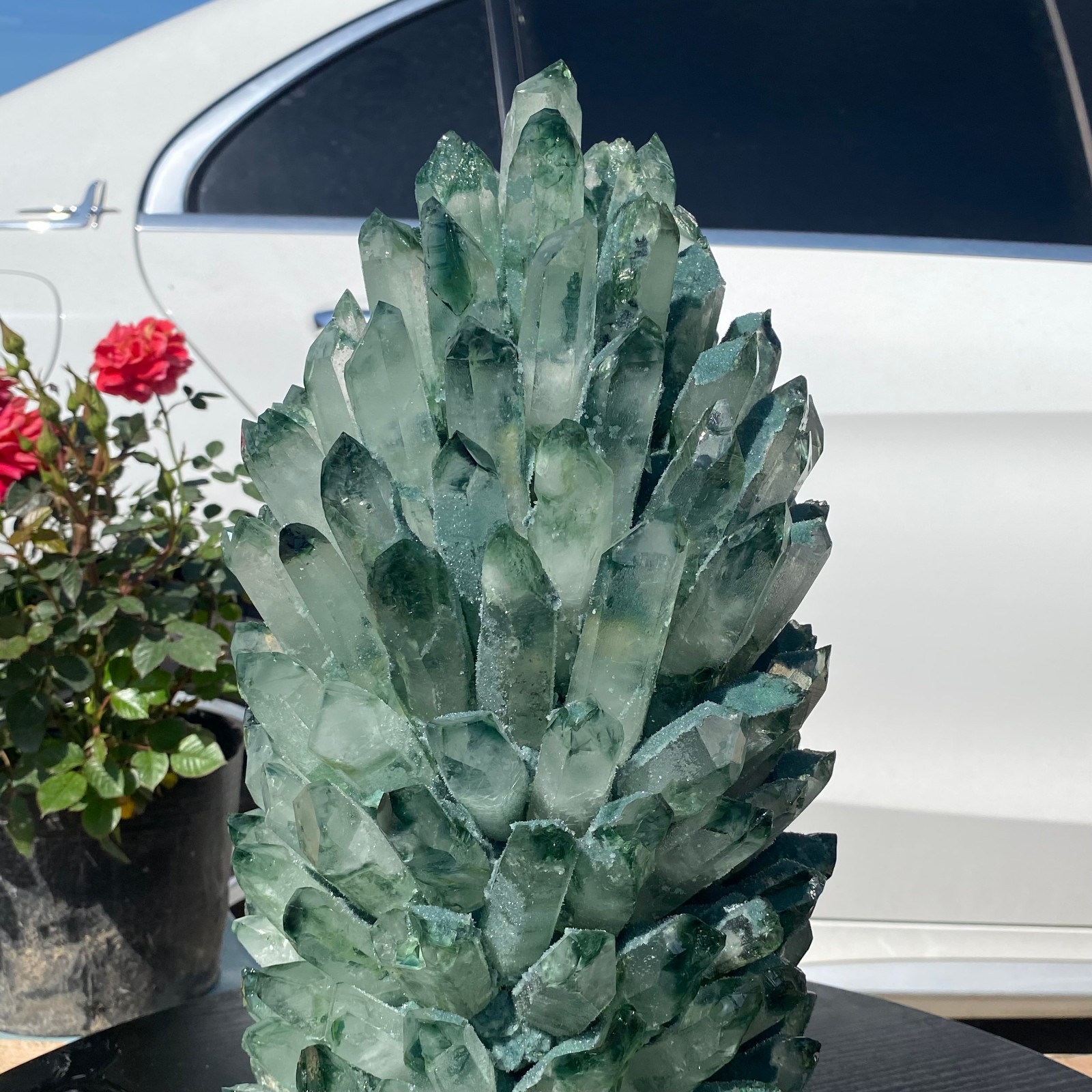 30LB Newly discovered green phantom quartz crystal cluster minerals