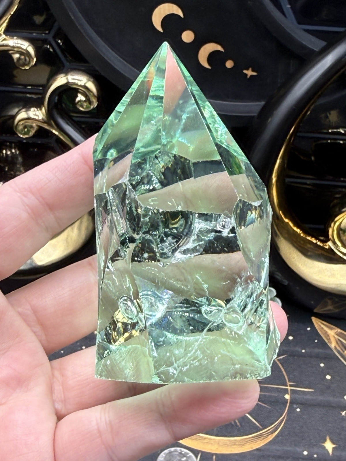 Awesome Slag Glass Top points From Mexico Stunning colors Free ship