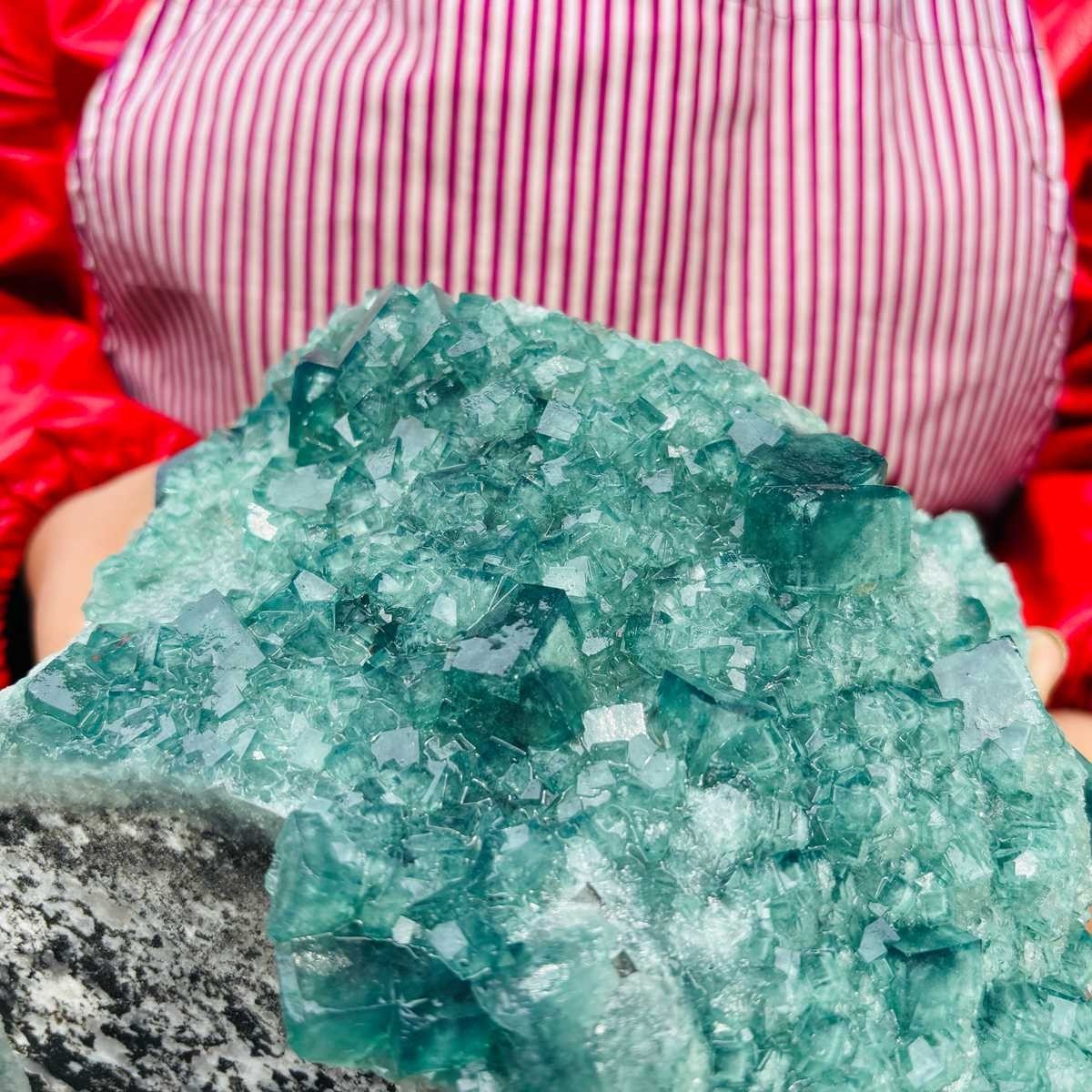 5.83LB Natural Green Fluorite Crystal Cluster Cubic Fluorite Specimen healing