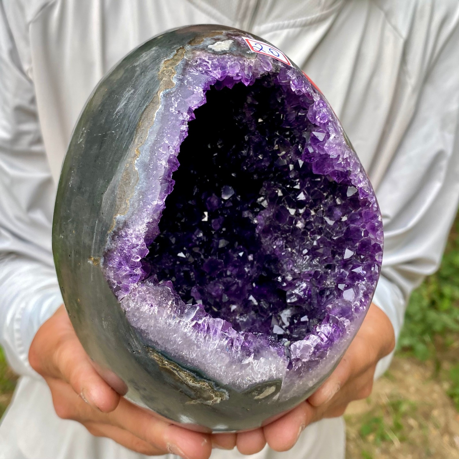 4.38LB Natural amethyst Dinosaur egg Quartz Crystal specimen healing
