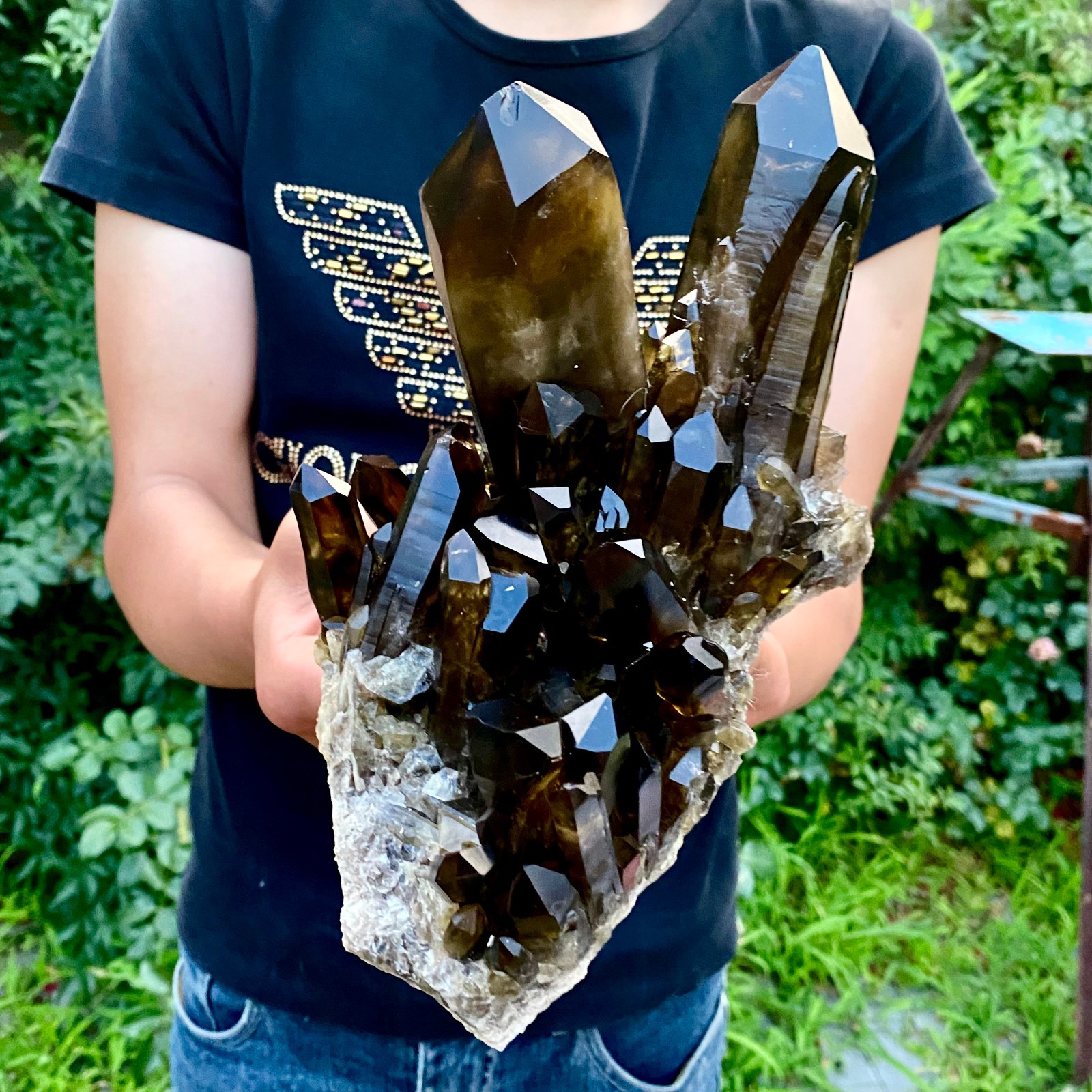 5.7LB Natural Tea black Crystal quartz Cluster Mineral Specimen Healing reiki