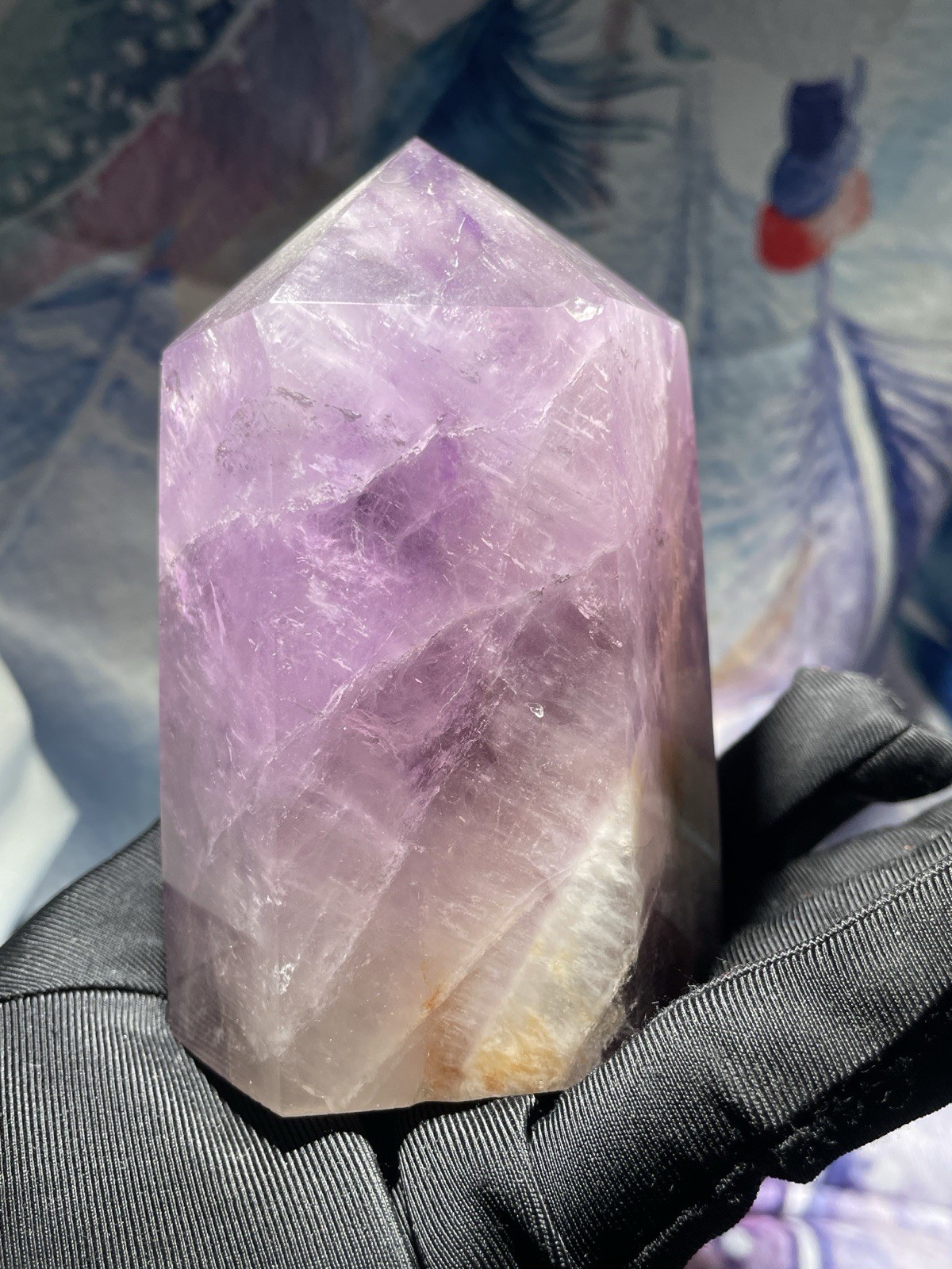 Natural Amethyst Crystal Tower Point Obelisk Polished Healing Quartz Home Decor