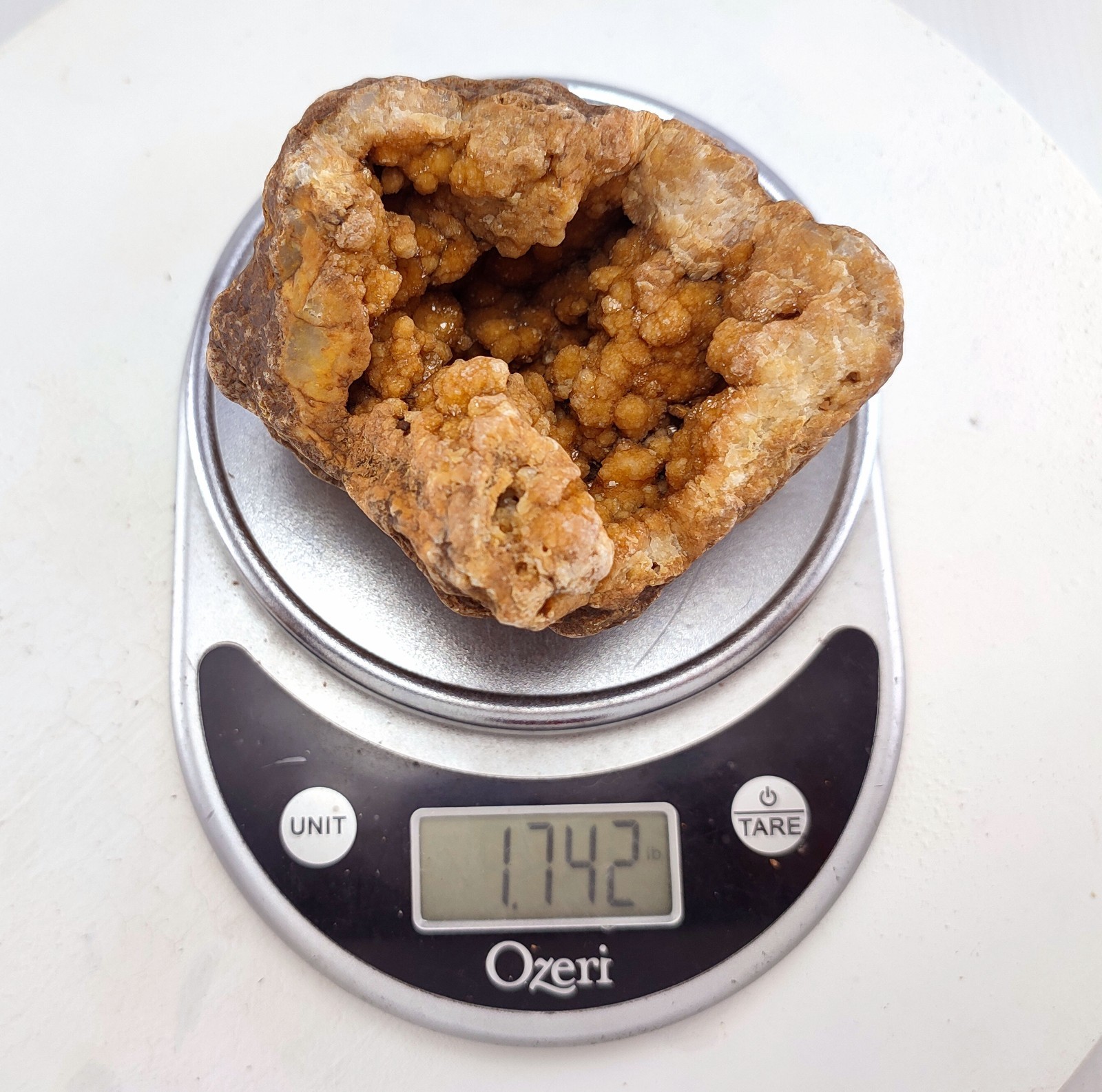 4.25″ Kentucky Geode Golden Yellow Orange Botryoidal Druzy Crystal Interior