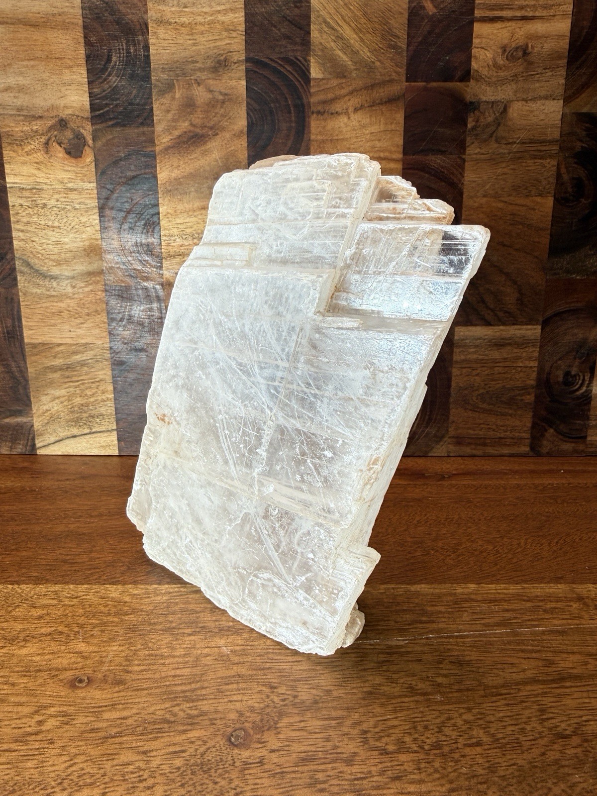 Large Clear/White Selenite Gypsum Crystal Slab Specimen 2 lb 13.5 oz 7 in