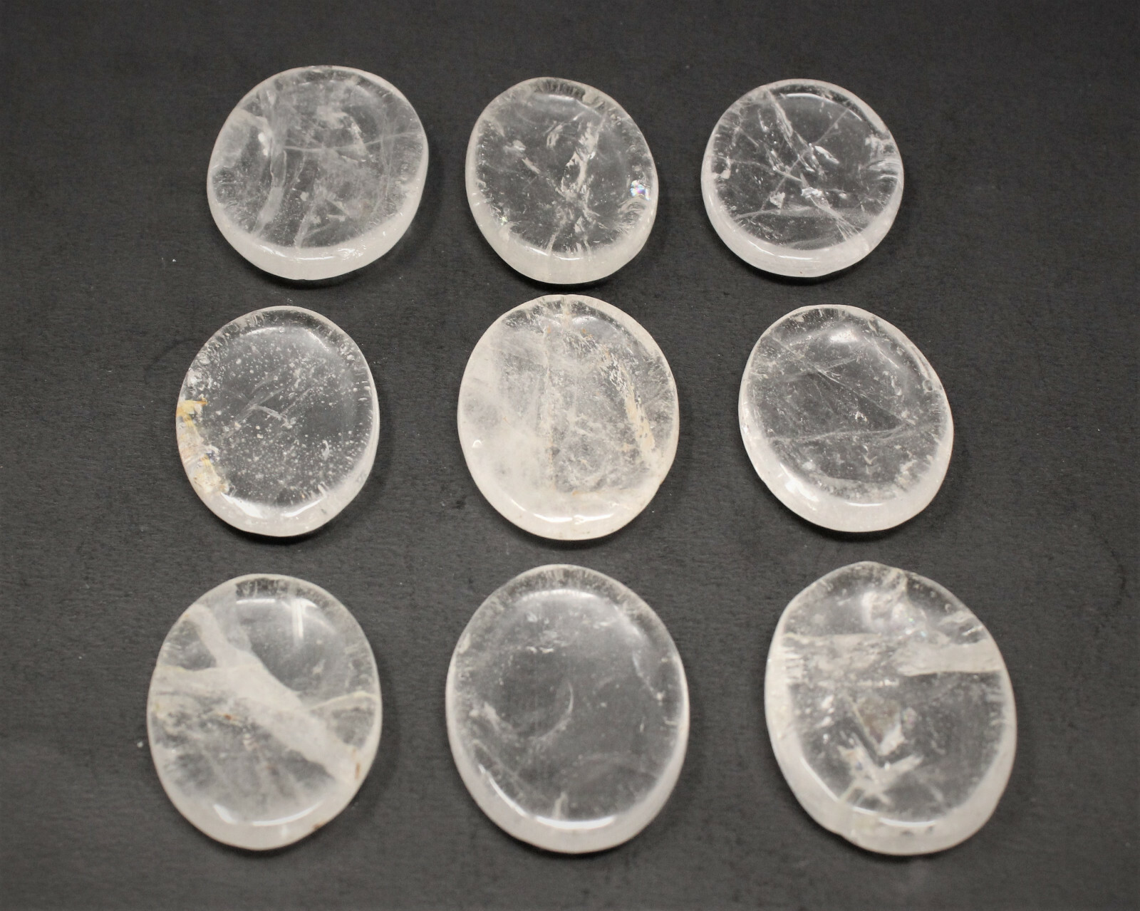 Clear Quartz Worry Stone (Smooth Polished Pocket Stone, Clear Quartz Palm Stone)