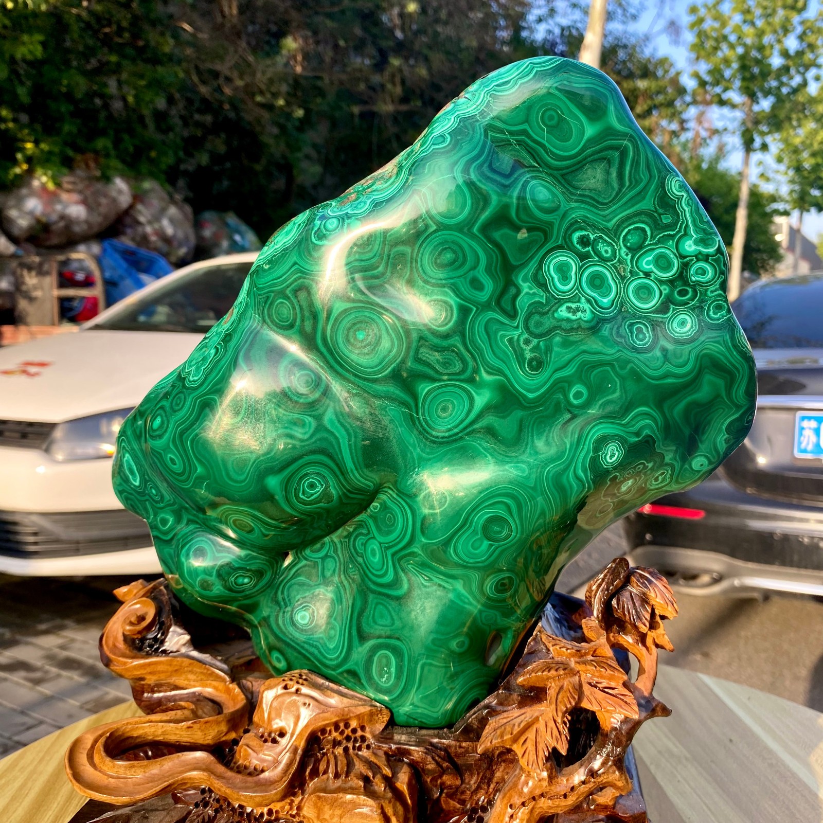 27.84LB Natural Polished Malachite Mineral freeform specimen Reiki Stone