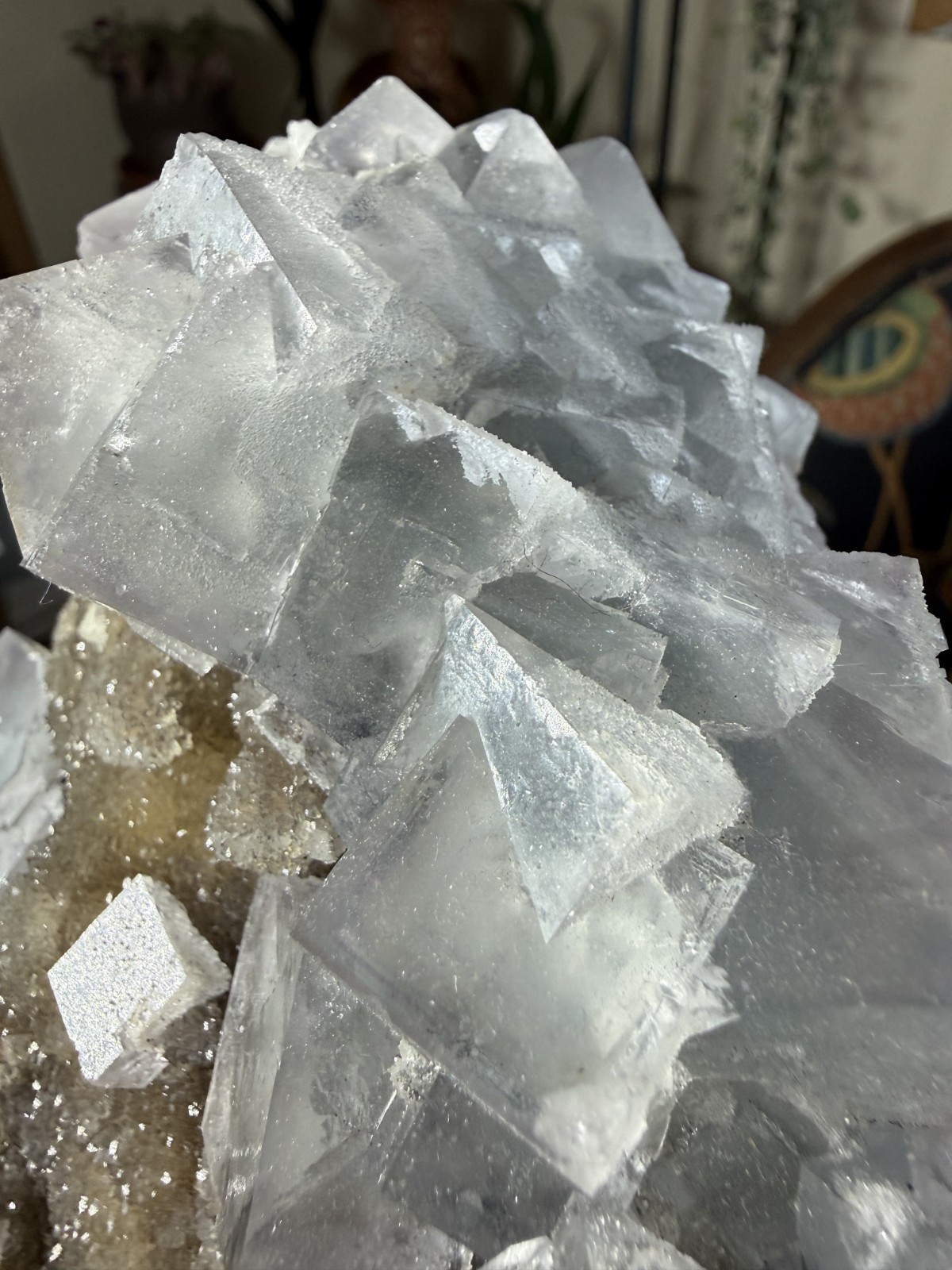 Sky Blue Cubic Fluorite on Smoky Quartz Crystal – 3.86lbs