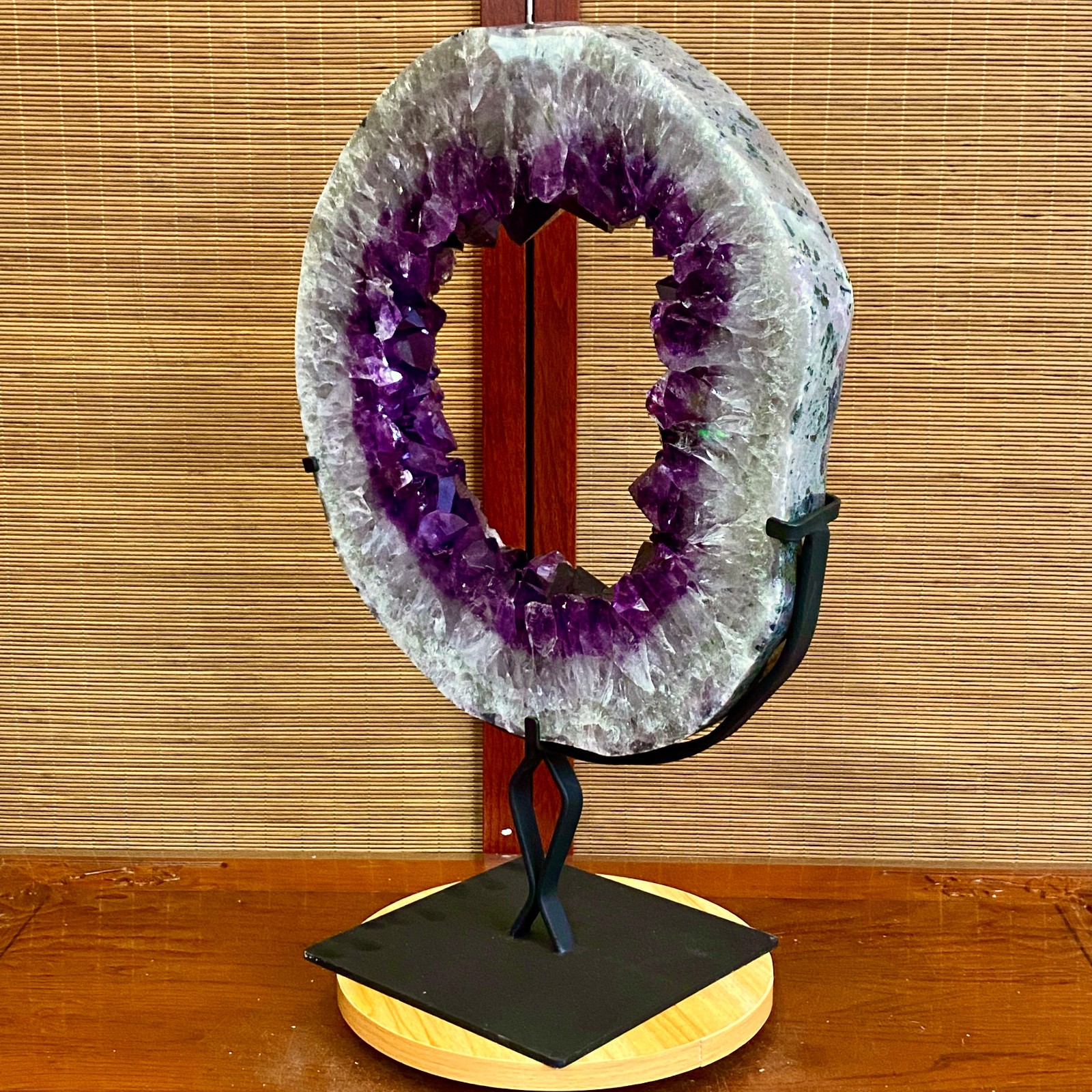 28.4LB Natural Amethyst Cave Crystal Slice Crescent shaped Hand Cut Repai
