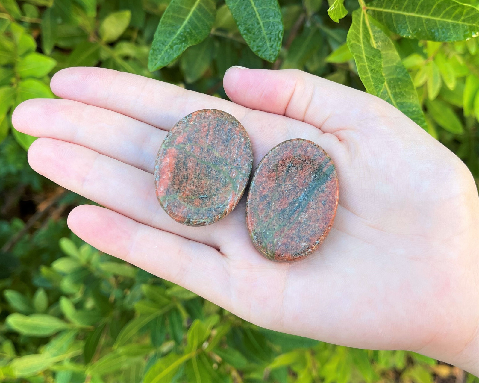 Unakite Worry Stone (Smooth Polished Pocket Gemstone, Unakite Palm Stone)