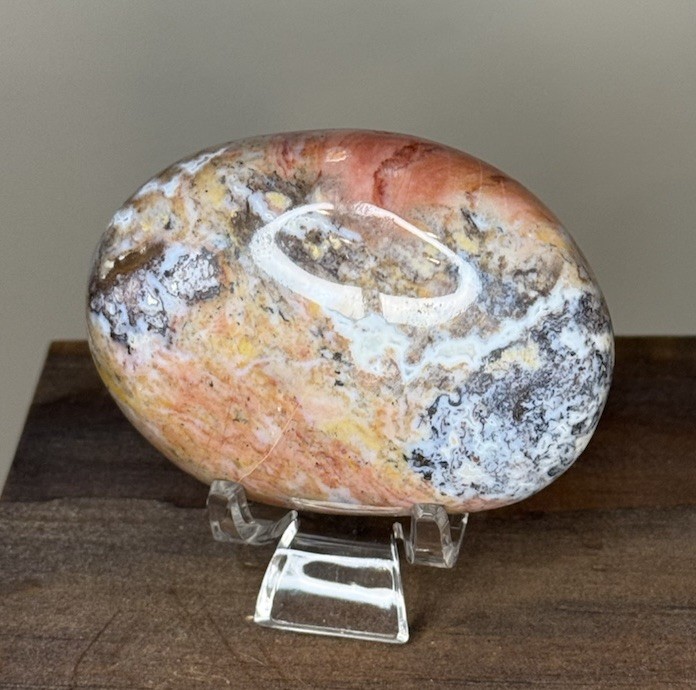 Ocean Jasper Polished Medium Palmstone w/ Clear Stand