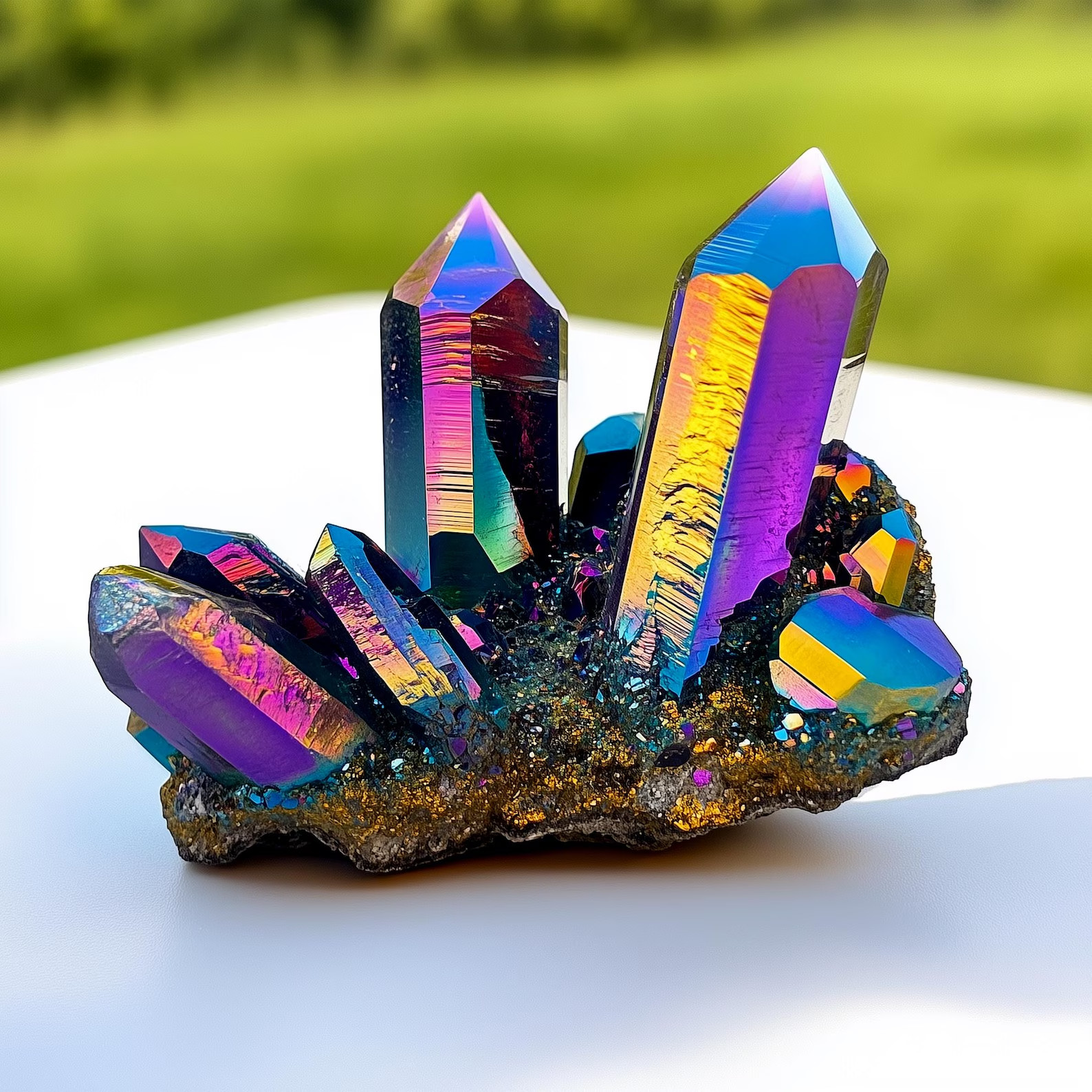 Titanium Rainbow Cluster Quartz Crystal Rock Crystal Gift Home Decor Art Stone