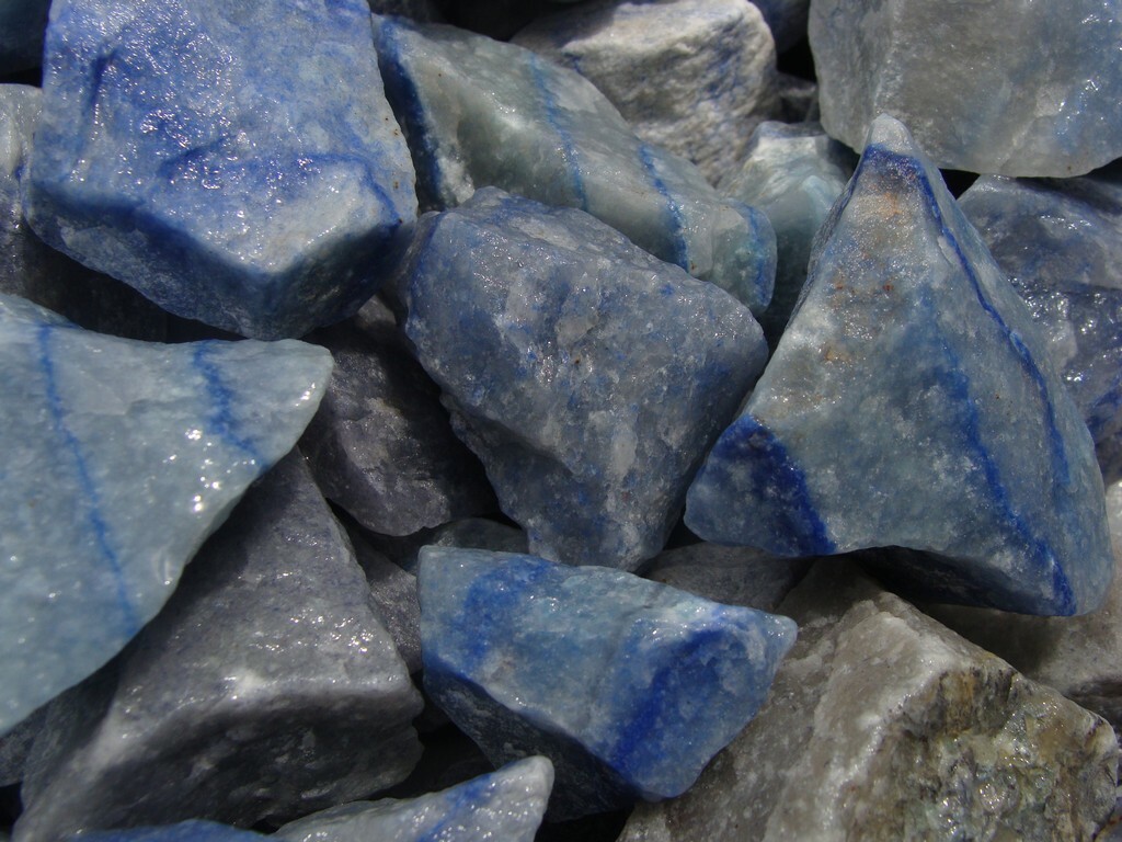 Blue Quartz Rough – Very High Quality – 3000 Carats + a FREE faceted Gemstone