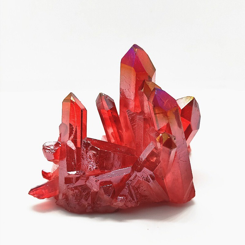100g Natural Quartz Crystal Cluster Aura Red Titanium Stone Electroplate Mineral