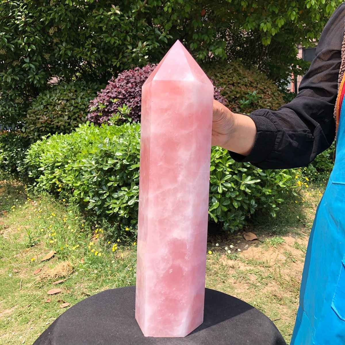 12.16LB Natural rose quartz obelisk pink crystal tower point healing decor