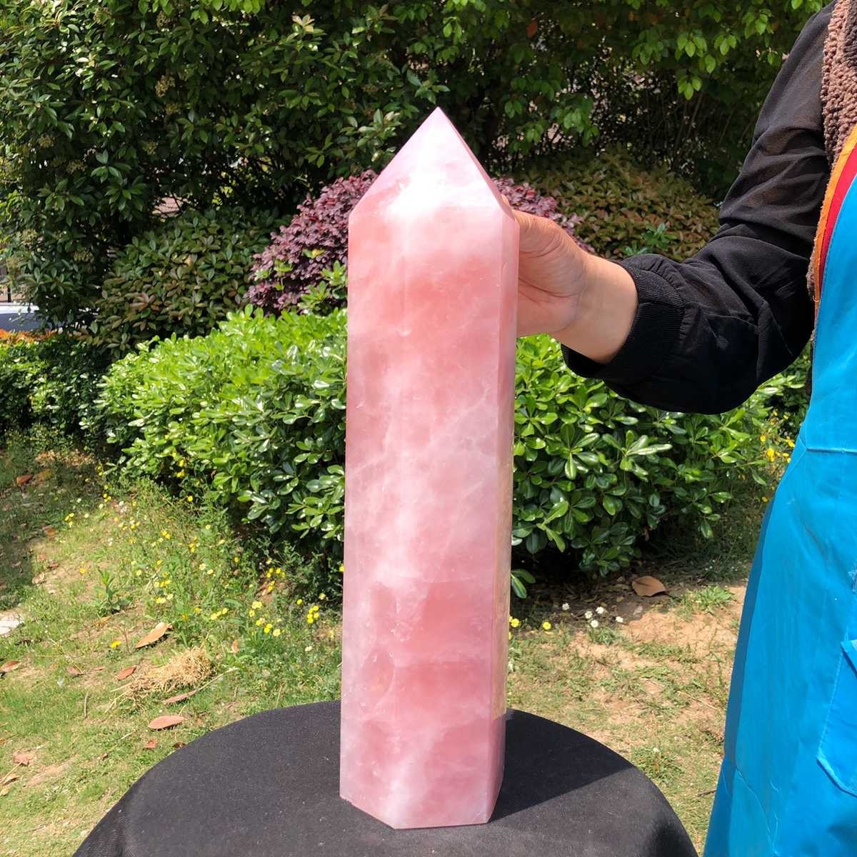 12.16LB Natural rose quartz obelisk pink crystal tower point healing decor