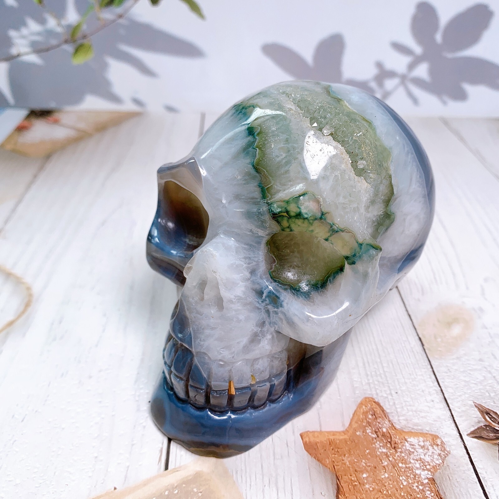 1pc Natural crystal skull Geode agate skulls carving Healing Home decoration