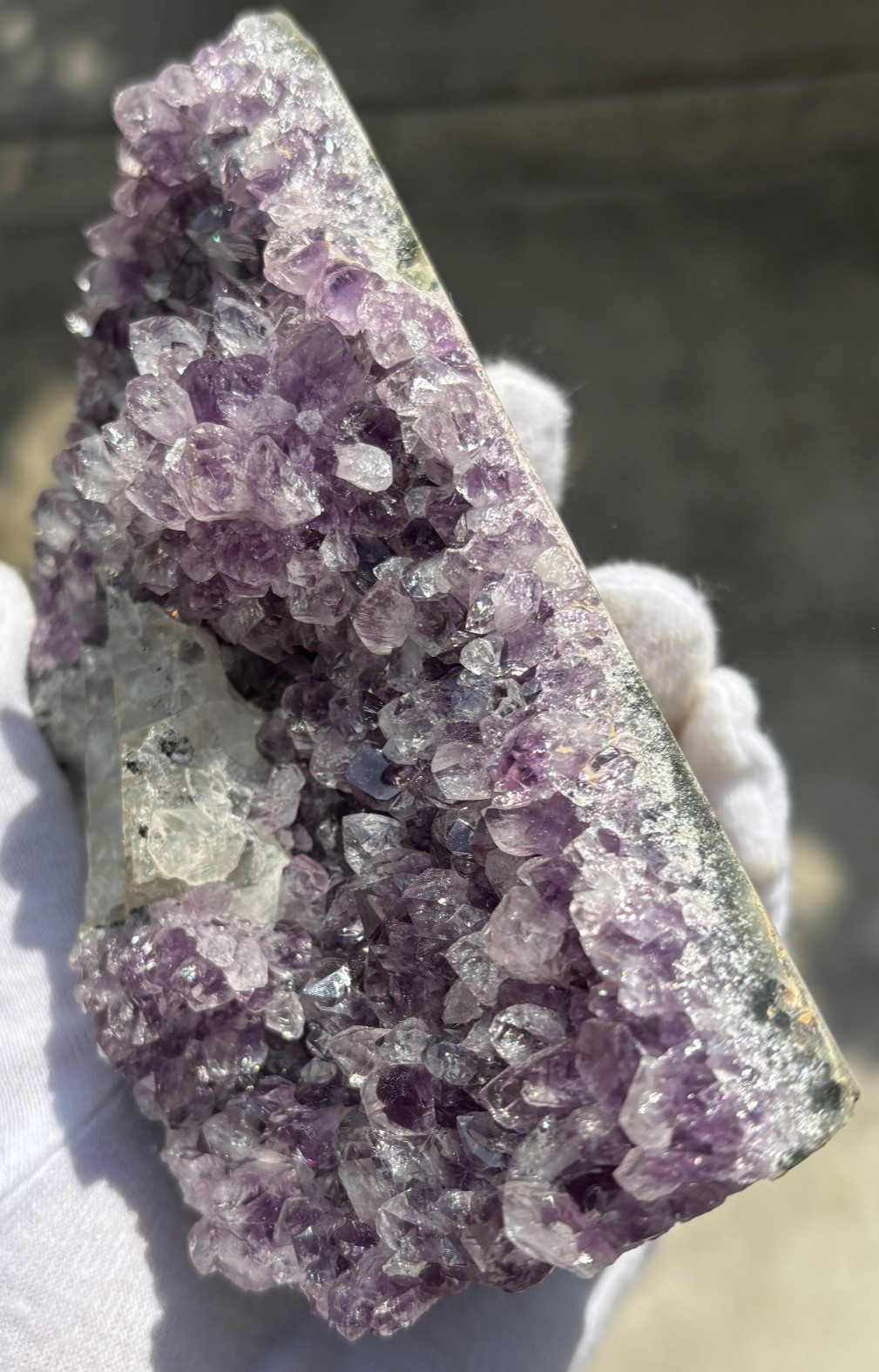 USA SALE 629g/1.38LB AMETHYST with CLEAR CALCITE SPECIMEN FREE STANDING FREEFORM