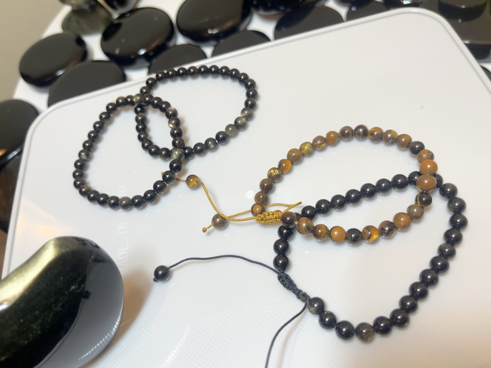 Gold and Black Obsdian Stone: Hot Stones for Massages,Spheres,Bracelets!!!