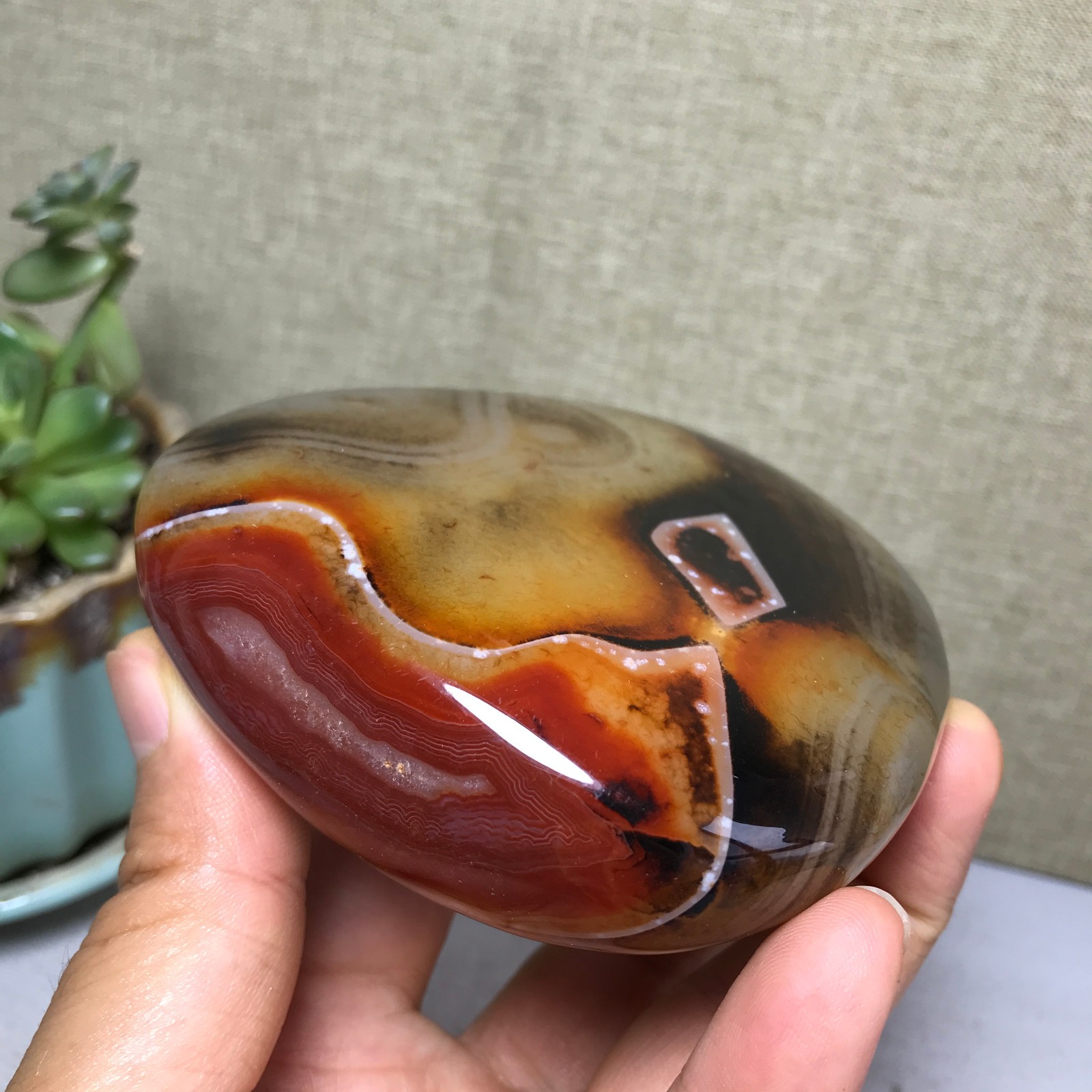 85mm Crazy Lace SILK Banded Agate Polished Crystal Specimen Tumbled 318g A5254