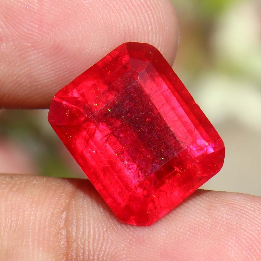 Natural Red Beryl Bixbite From Utah Certified Emerald Cut Loose Gemstone 12 Ct