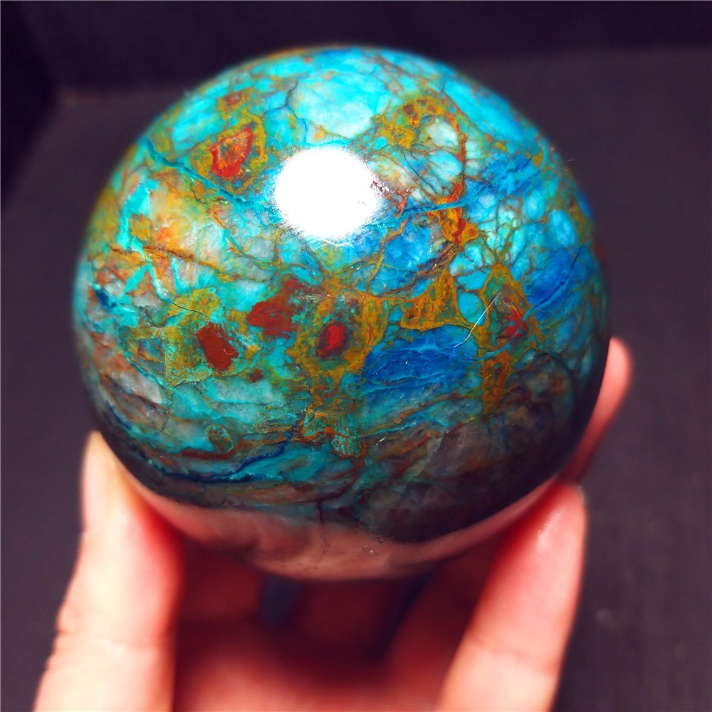 RARE 385.5G Natural Malachite Turquoise Blue Copper Ore Symbiotic Ball QQ200