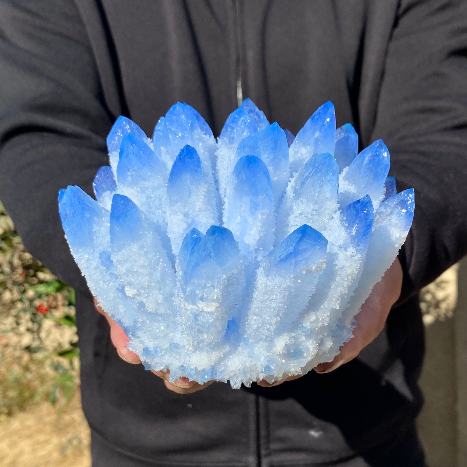 2.64LB New find sky blue phantom quartz crystal cluster mineral sample