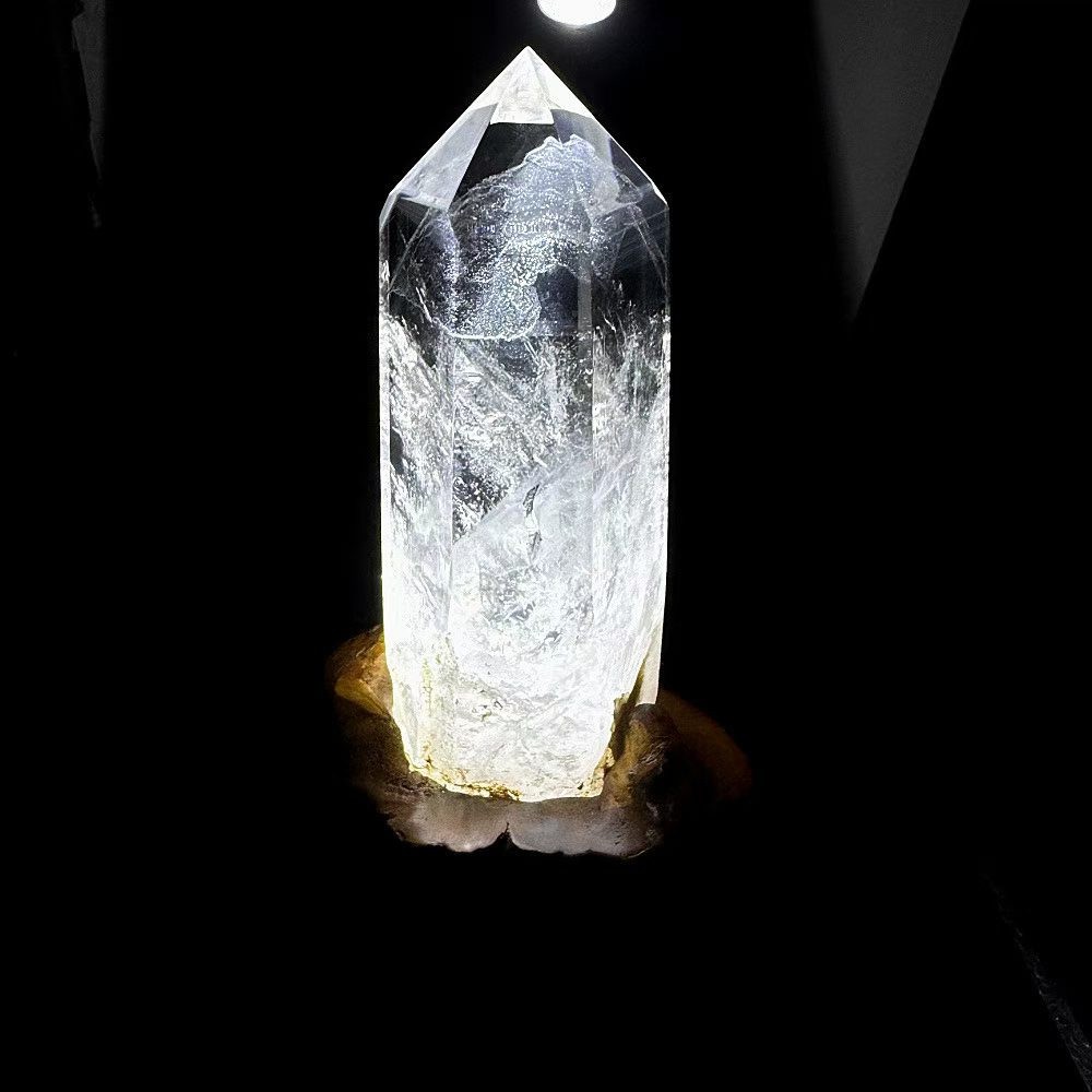 2.65LB Natural White Quartz Obelisk Crystal Energy Tower Point Reiki Decor+Stand