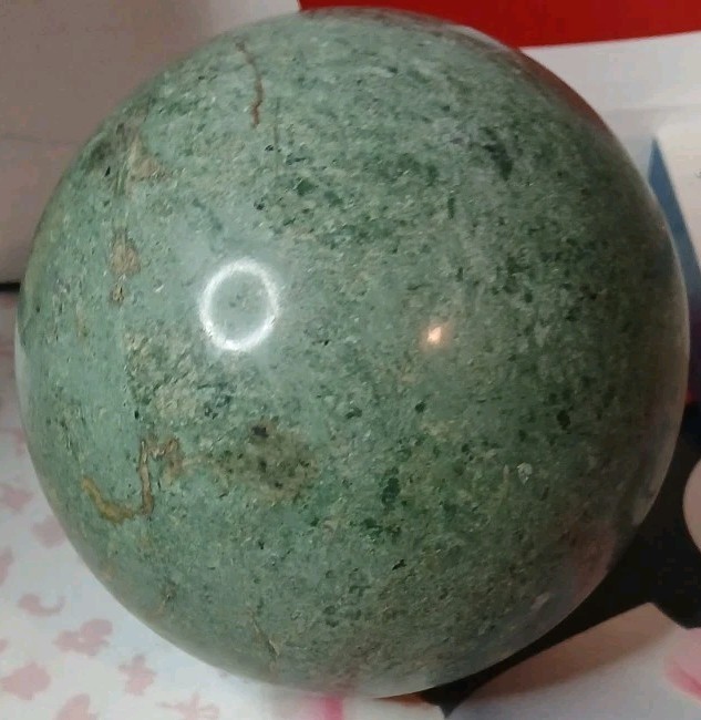 100% Natural Green Lushan Jade Aventurine CRYSTAL BALL SPHERE 4inx3.5! In.