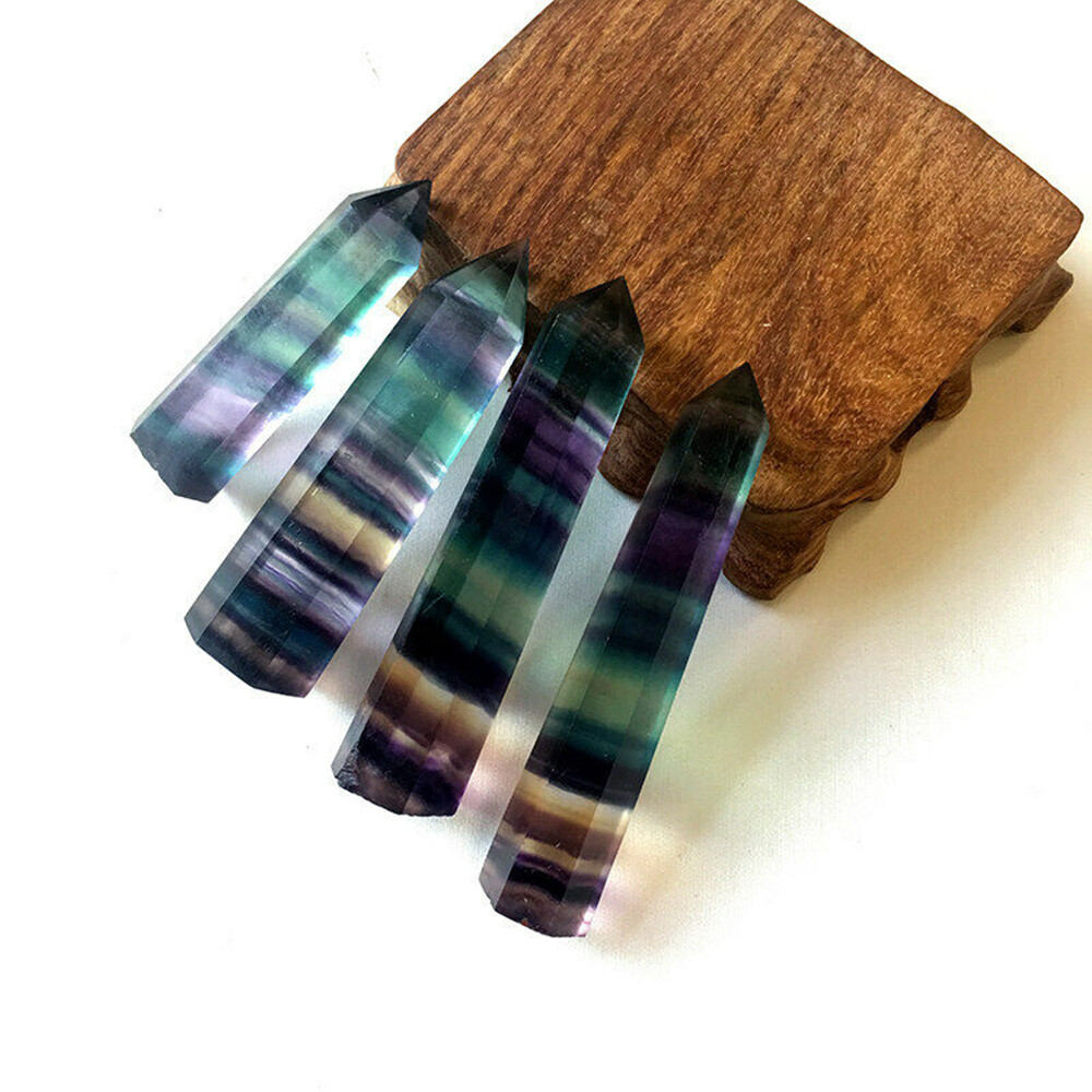10PCS Rare Natural Rock Fluorite Quartz Crystal Stone Point Healing Obelisk NEW