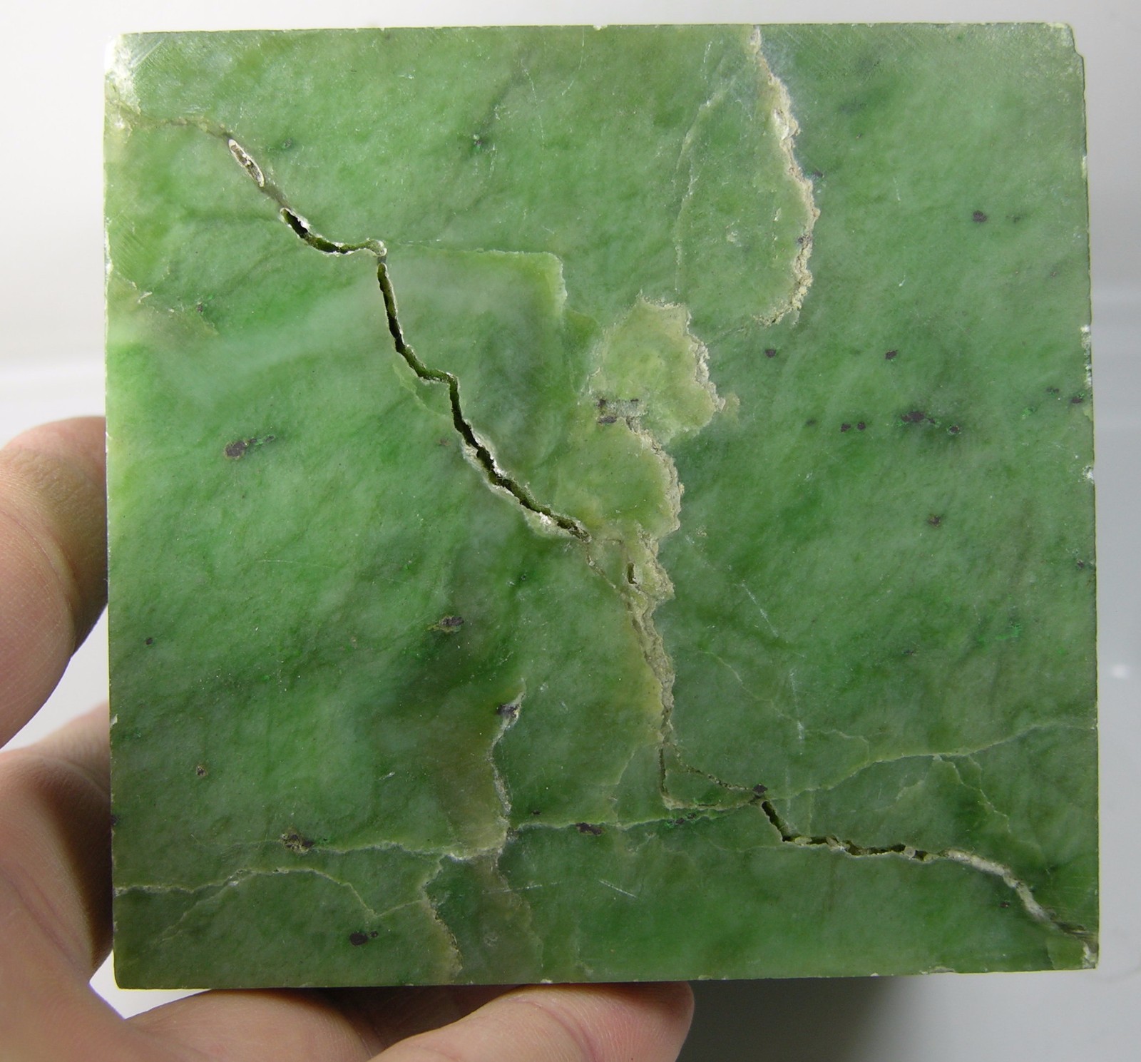 1760g Russia 100% Natural Rough Green Jade Block Specimen 3 lb 14 1/8 oz 86mm