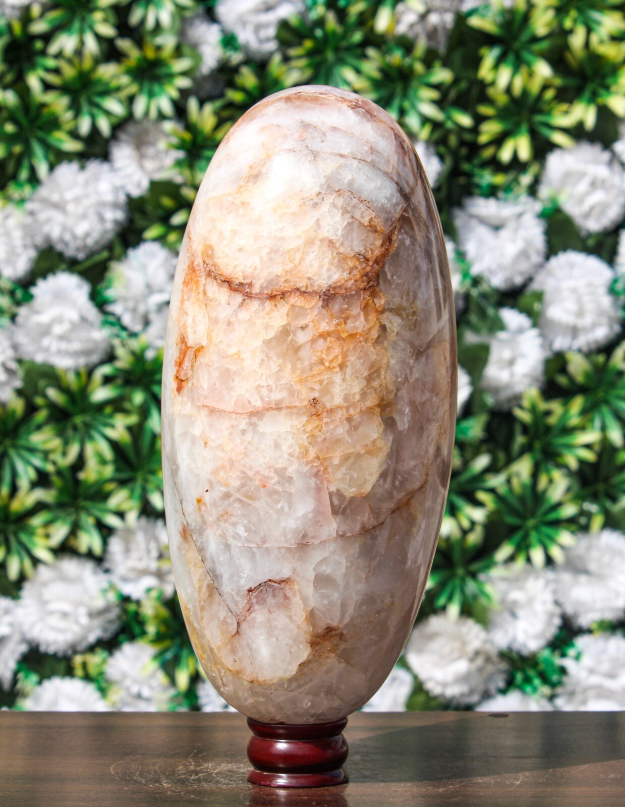 Polished 335MM Red Fire Quartz Stone Healing Charged Metaphysical Chakra Lingam