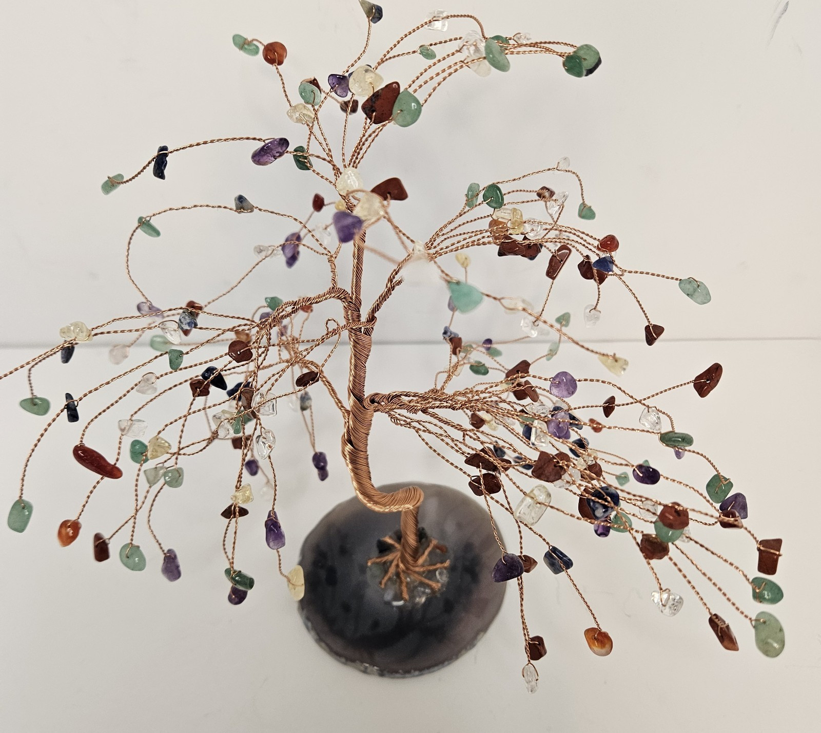 Beautiful Multi Stone Copper Wire Tree of LIFE approx. 8 in Tall Tree